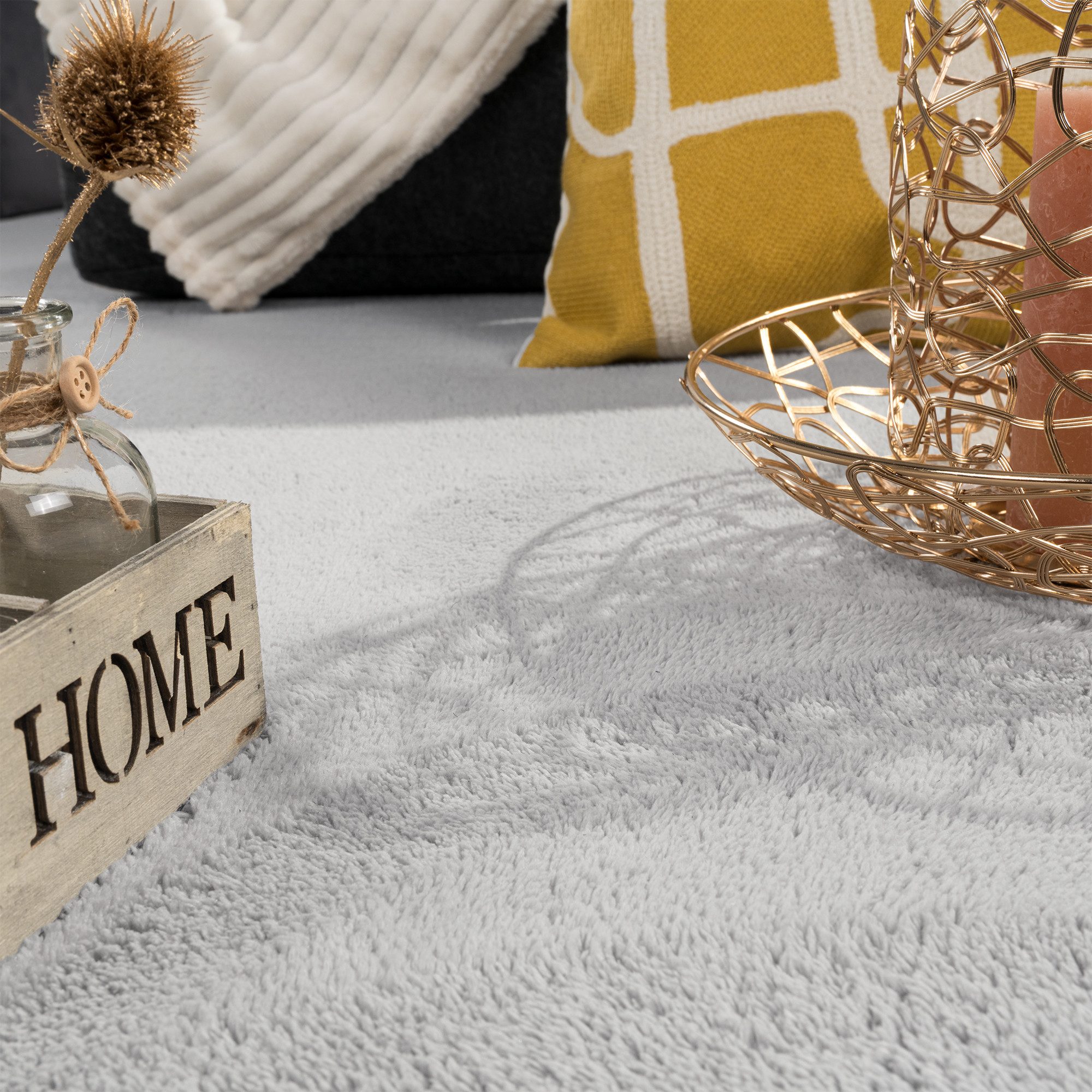 Carpetia Teppich Moderner Teppich silber samtig günstig online kaufen