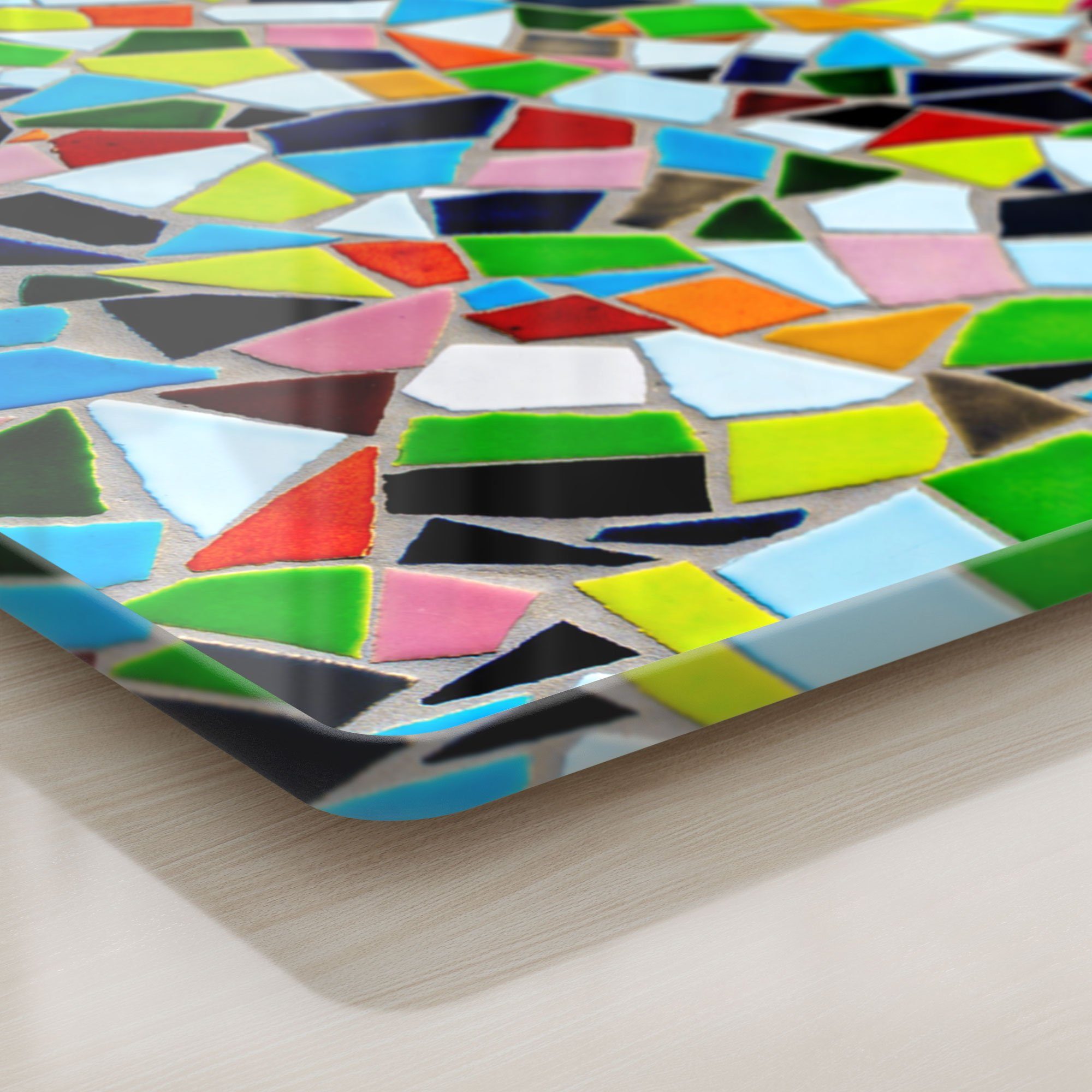 Fliesen-Mosaik', DEQORI Platte 'Buntes Schneideplatte Glas, Frühstücksbrett Schneidebrett