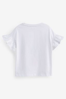 Next T-Shirt 5 x T-Shirts mit Rüschenärmeln und Einhorn (5-tlg)