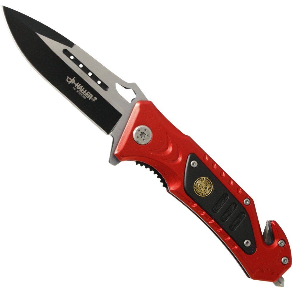 Haller Messer Taschenmesser Red Rescue Rettungsmesser Liner Lock mit Clip