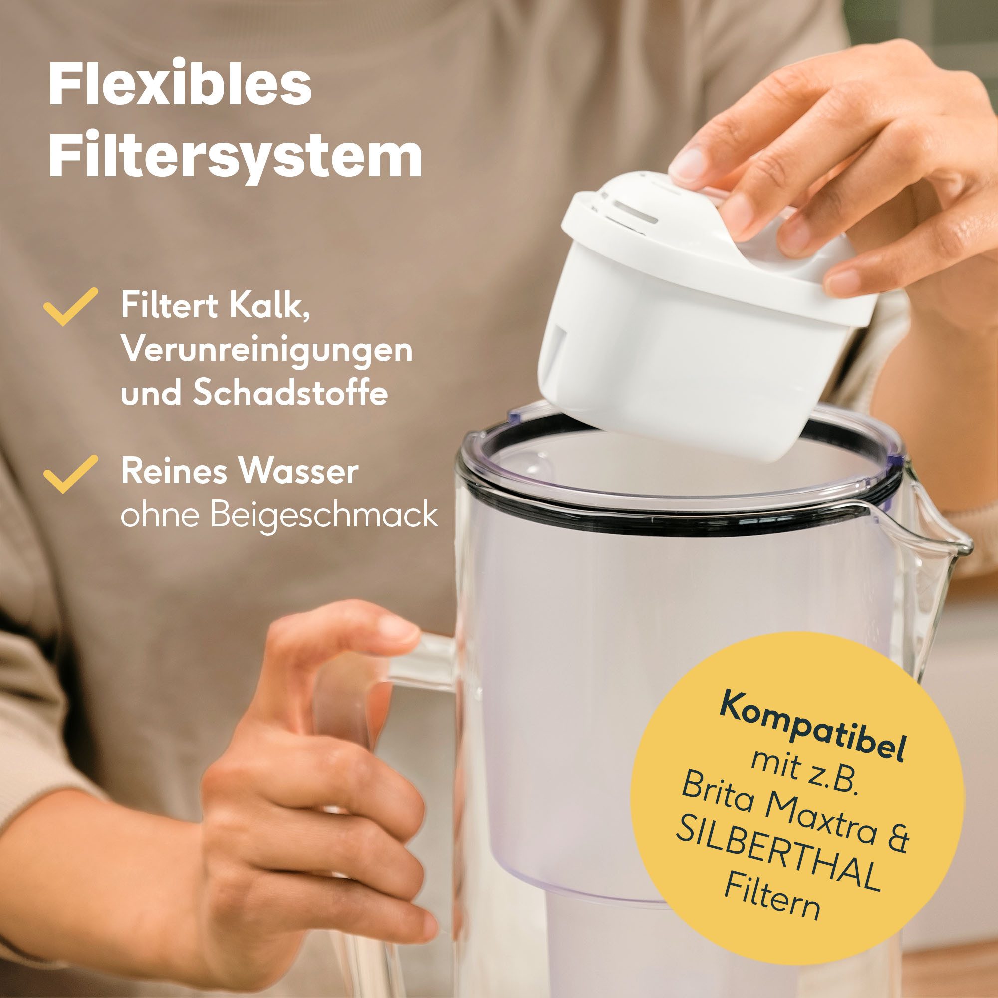 SILBERTHAL Wasserfilter Filterkaraffe Glas