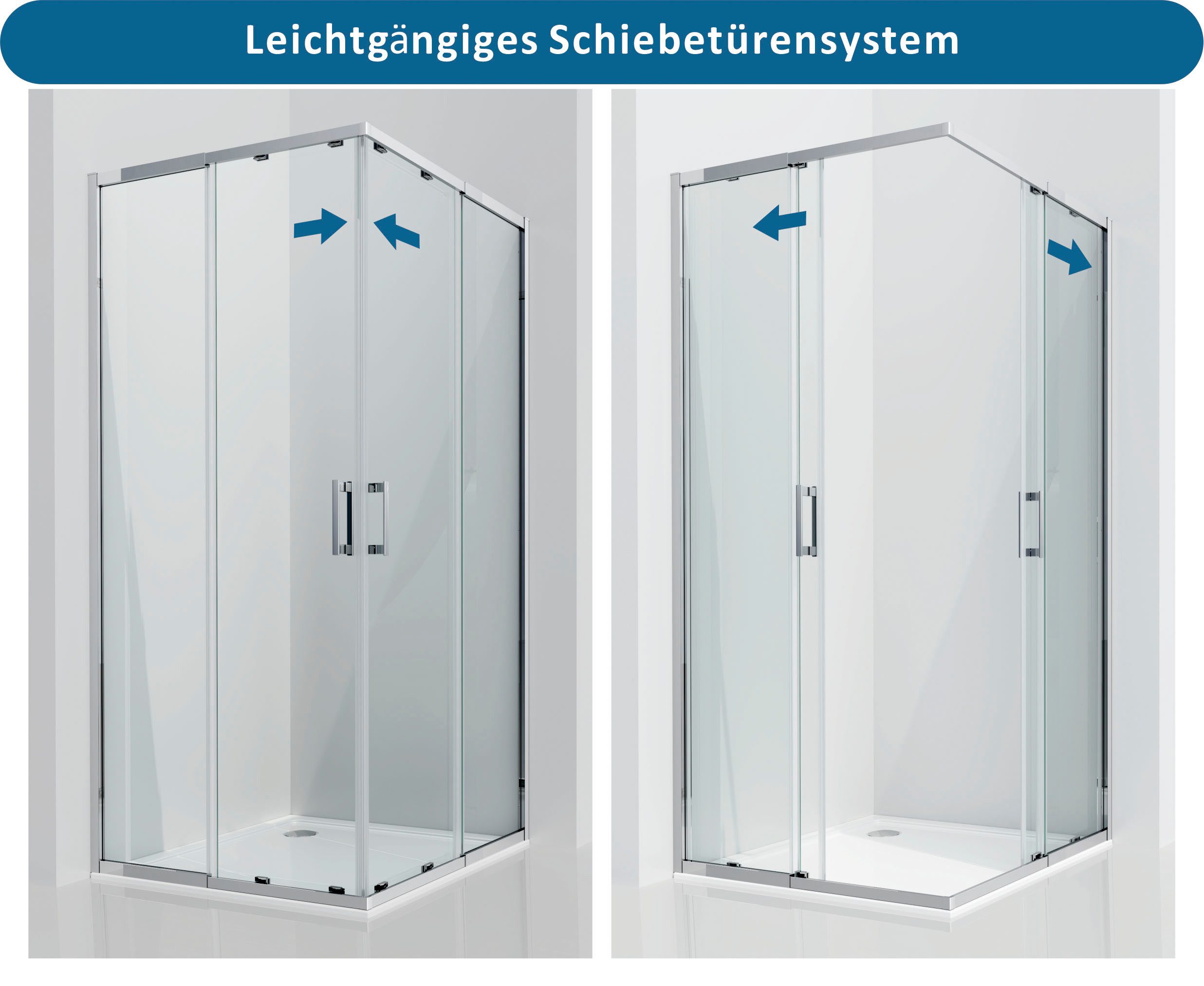 welltime Eckdusche Trento Slimline, BxT: 90x90 cm, Sicherheitsglas, Eckdusche mit Profil in schmalem Design