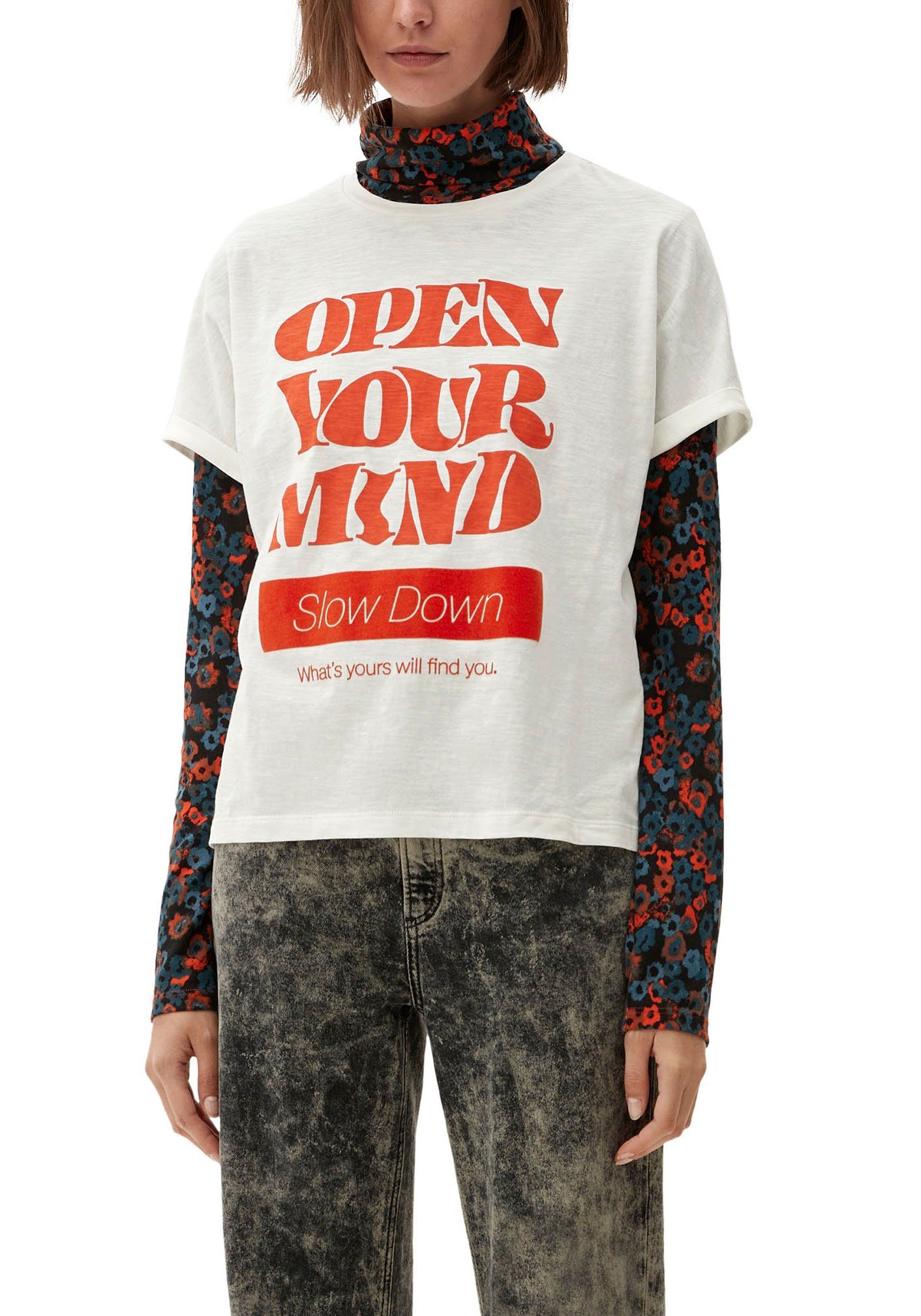 QS T-Shirt mit Statement Print