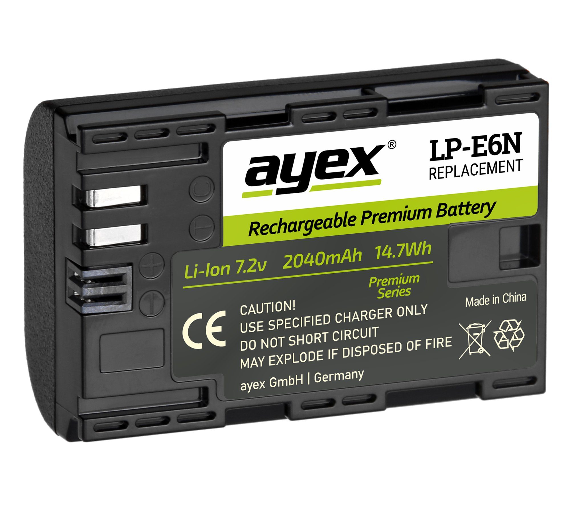 ayex LP-E6N Premium Akku für Canon EOS R R5 R6 5D Mark 4, 3, 5DS R Kamera-Akku