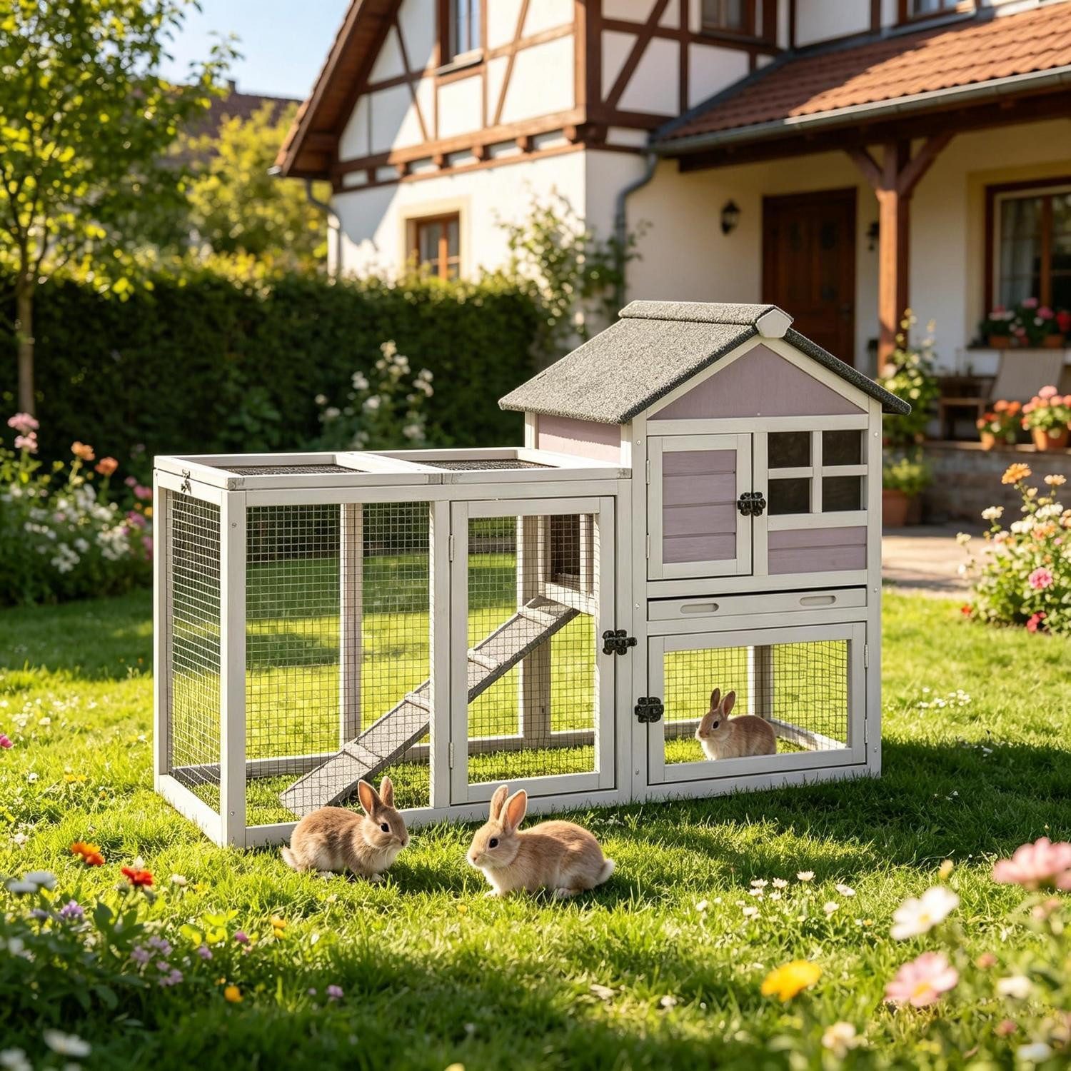 LuxusKollektion Kleintierstall Kaninchenstall mit Laufbereich