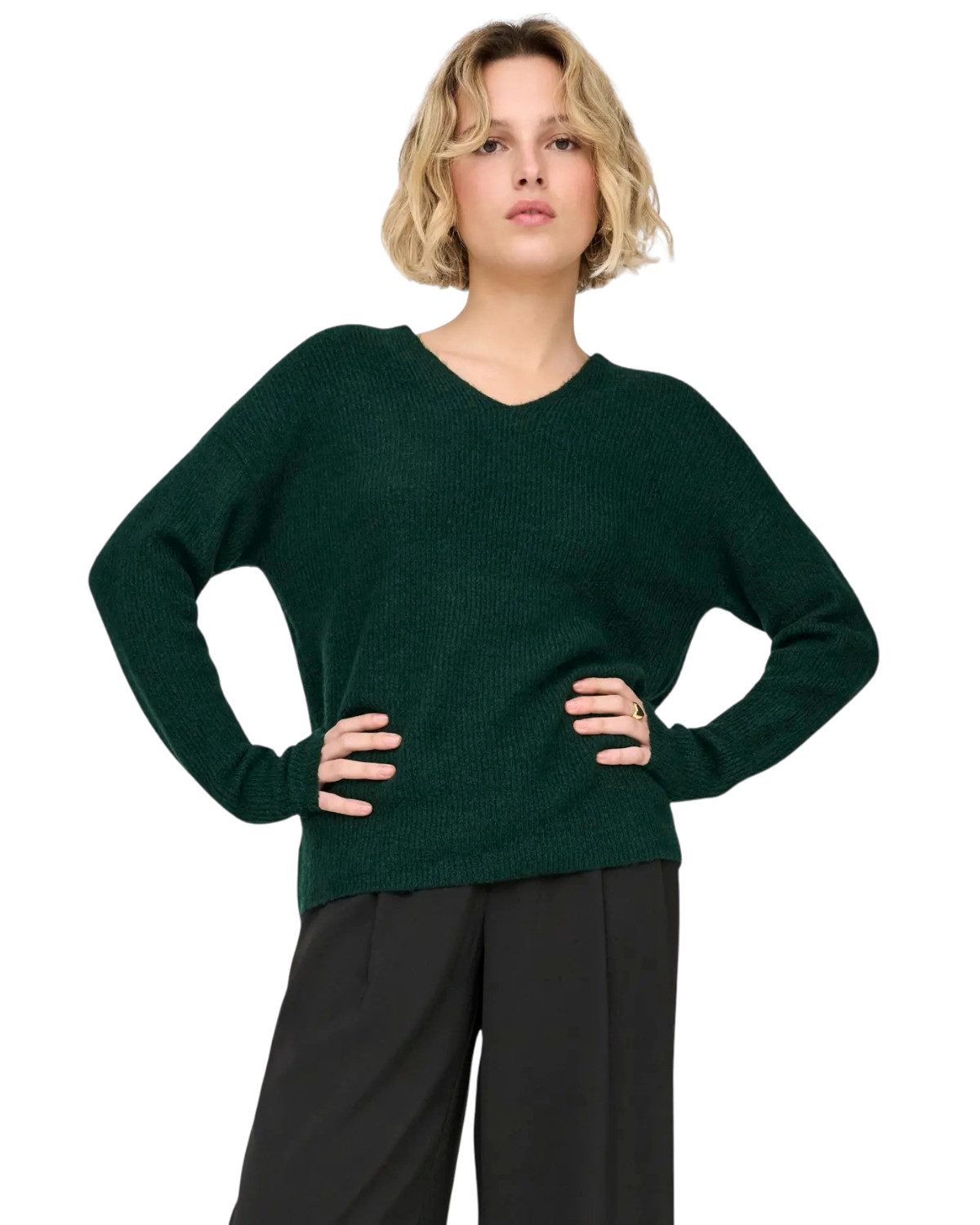 ONLY V-Ausschnitt-Pullover Weicher Strickpullover mit V-Ausschnitt