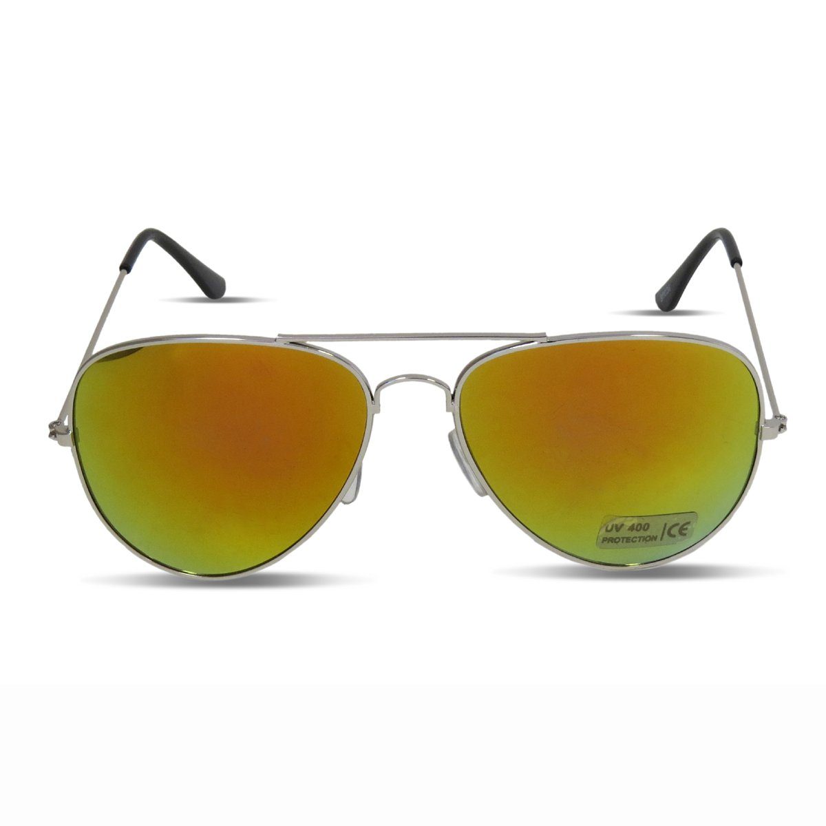 gelb Brille Spaß Sonnenbrille Sonnenbrille "Pilot" Onesize Fasching Sonia Partybrille Originelli Verspiegelt