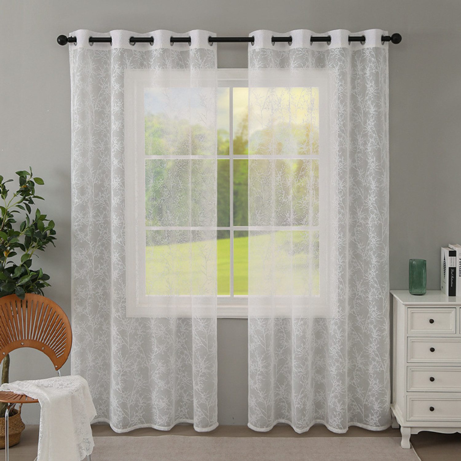 BYSURE Gardine, (2 St), 2er-Pack bestickte günstig online kaufen