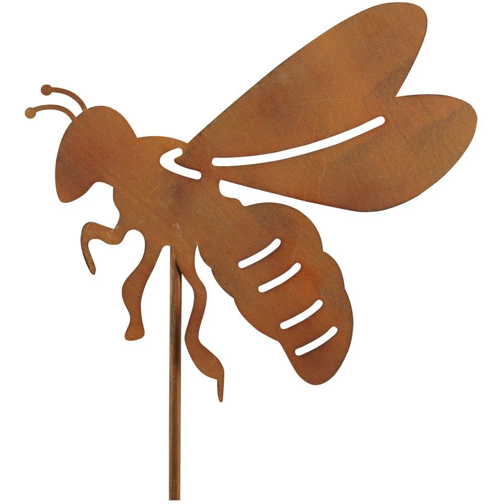 matches21 HOME & HOBBY Gartenstecker Biene mit Erdspieß Metall Gartendeko rostfarben 115 cm (1-St) Widerstandsfähig & witterungsbeständig