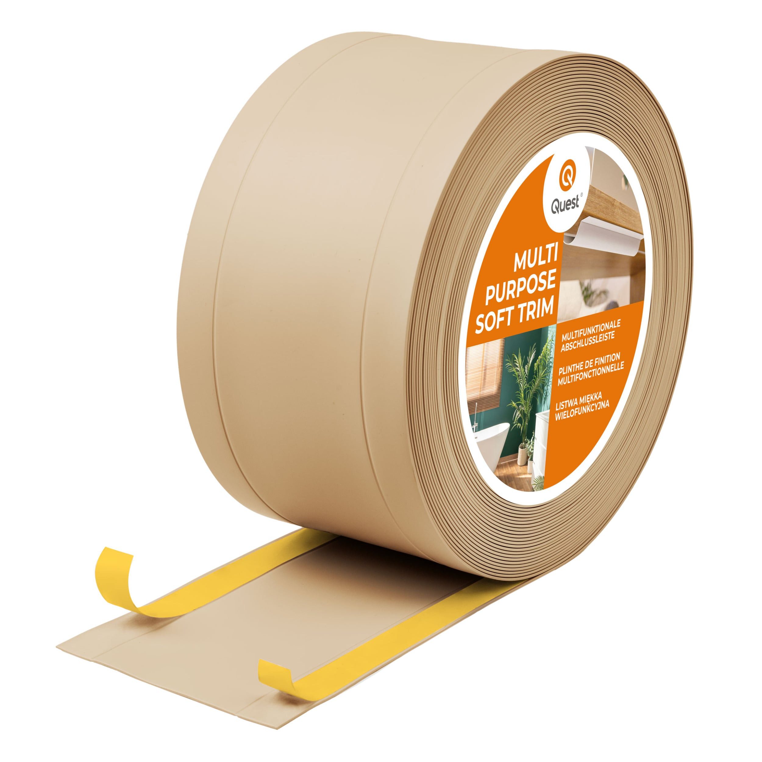 Quest Abschlussleiste Multifunktionsleiste W1 6in1 selbstklebend 95 mm, Selbstklebend, Kunststoff (PVC), 1-St., selbstklebend, 6in1, 95 mm, 5-m-Rolle