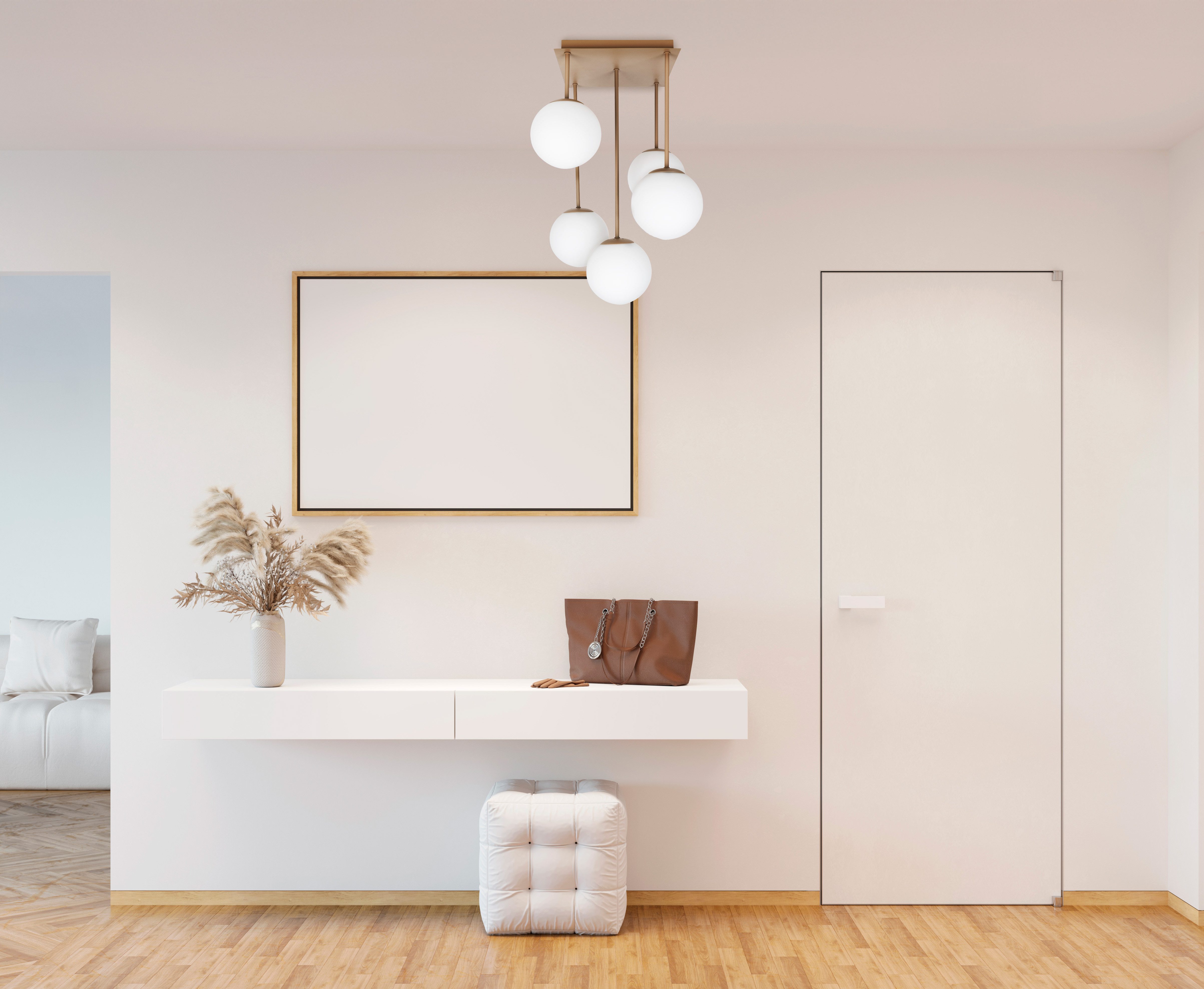 OTTO home Deckenleuchte Nellin, ohne Leuchtmittel, 5 Glaskugeln mit je 1x E14 exkl., quadratisch, beige matt