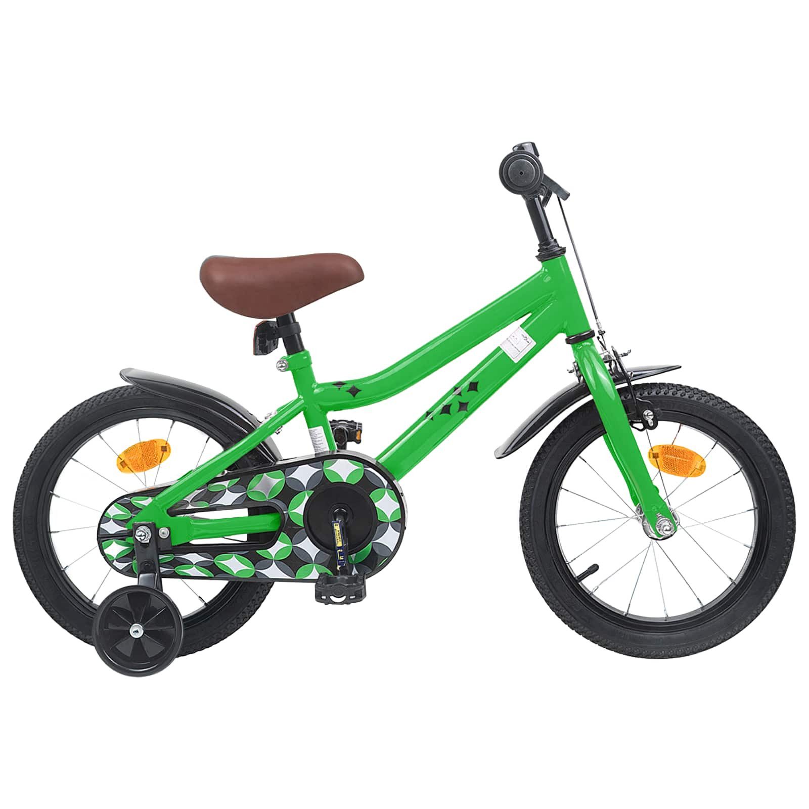 vidaXL Kinderfahrrad 104 x 51 x 73 cm Kinderfahrrad 14 Zoll für 3-5 Jahre alt Grün Stützräd