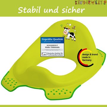KiNDERWELT Töpfchen Premium Kinder-Toilettensitz Funny grün für Kinder stabiler WC, Anti-Rutsch-Funktion