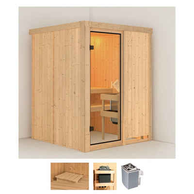 Karibu Sauna Norma, BxTxH: 151 x 151 x 198 cm, 68 mm, (Set) 4,5-kW-Ofen mit integrierter Steuerung