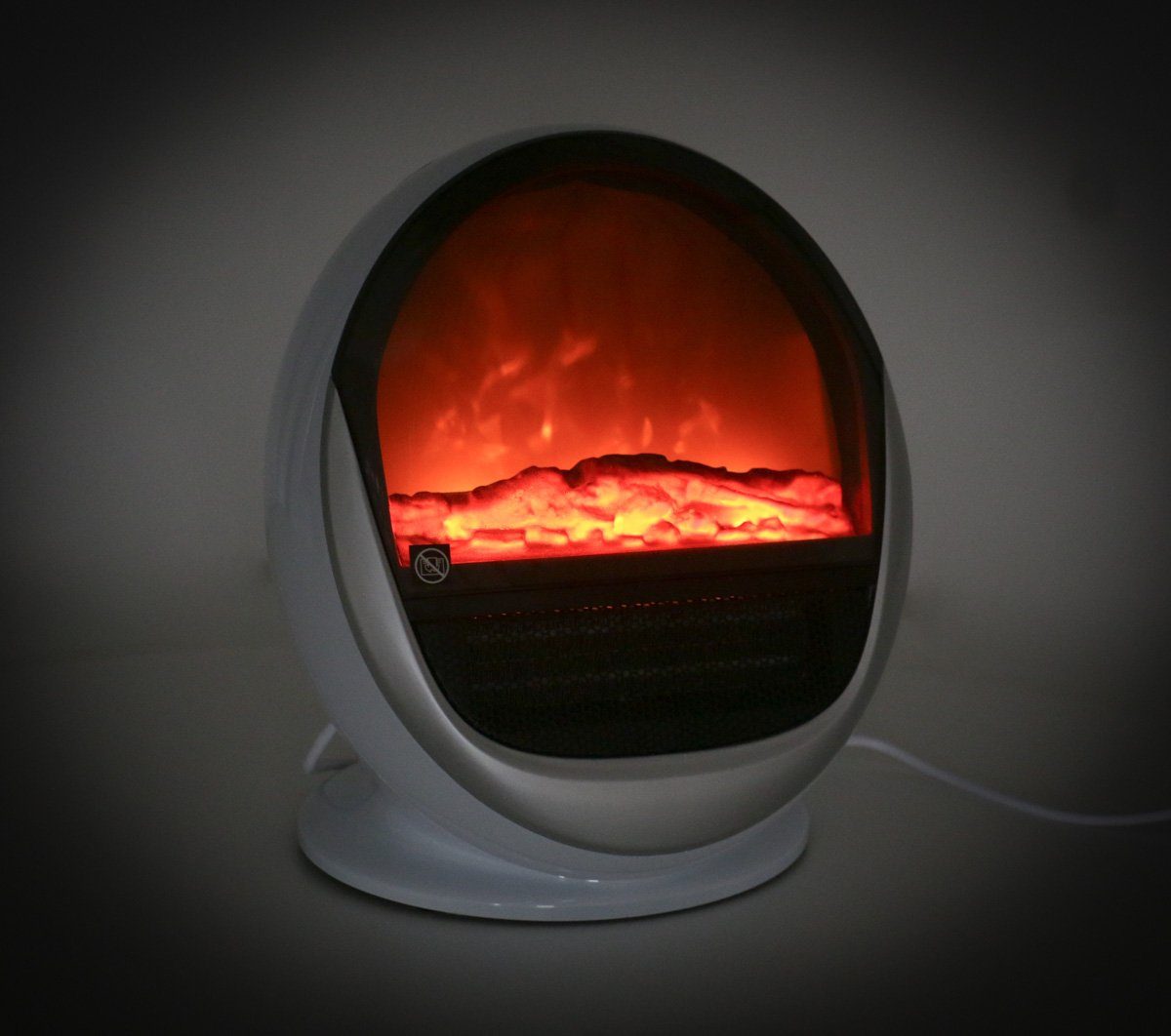 Alpina Heizgerät Elektro-Heizgerät mit flackernder Flamme, Elektrokamin mit 2 Heizstufen, Kaminfeuer-Effekt durch 3 LEDs
