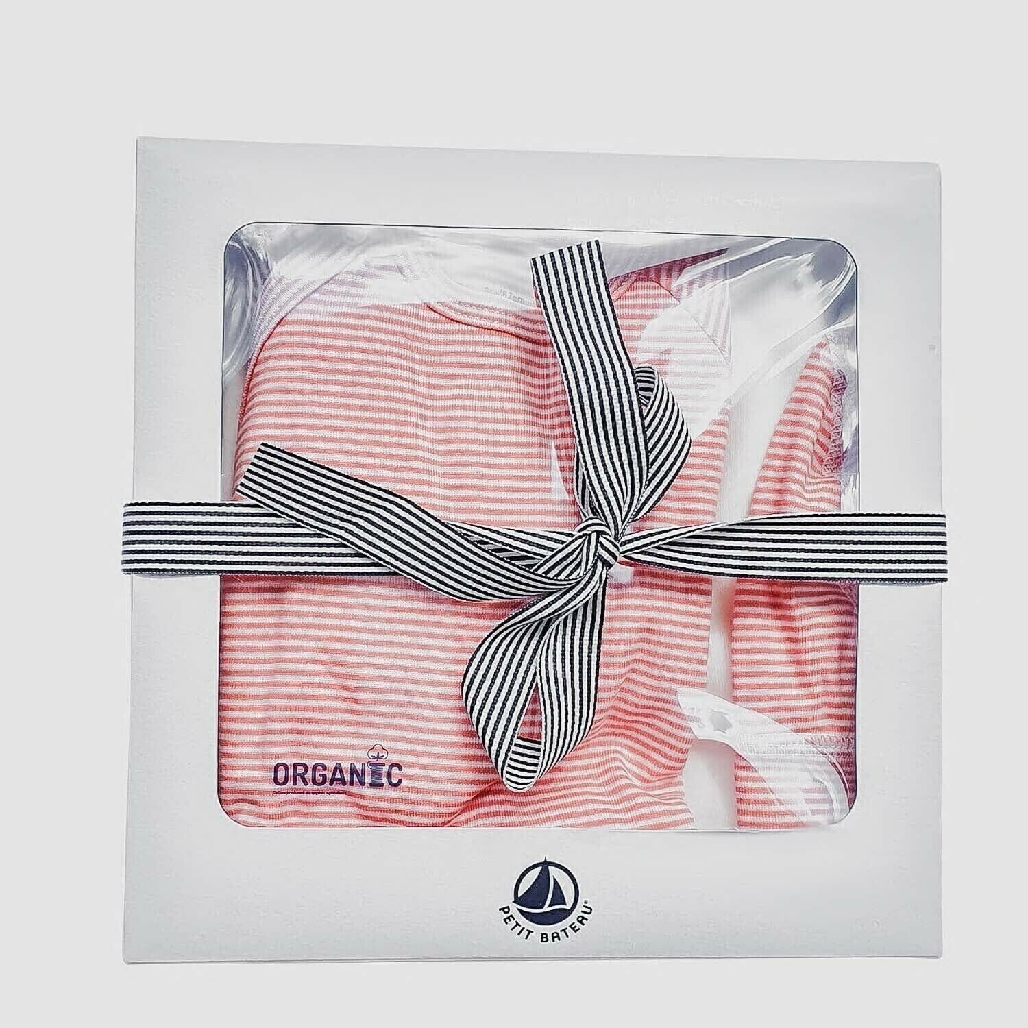 Petit Bateau Strampler, 3-teiliges & Mütze Petit aus Geschenkset Baumwolle Jäckchen und Decke) Bio (Strampler, Bateau rosa Mütze