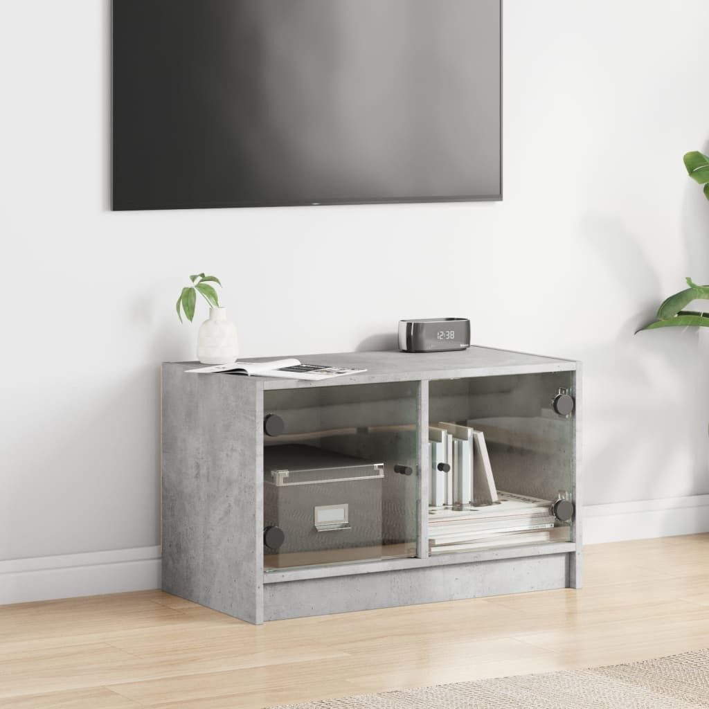 vidaXL TV-Schrank TV-Schrank mit Glastüren Betongrau günstig online kaufen