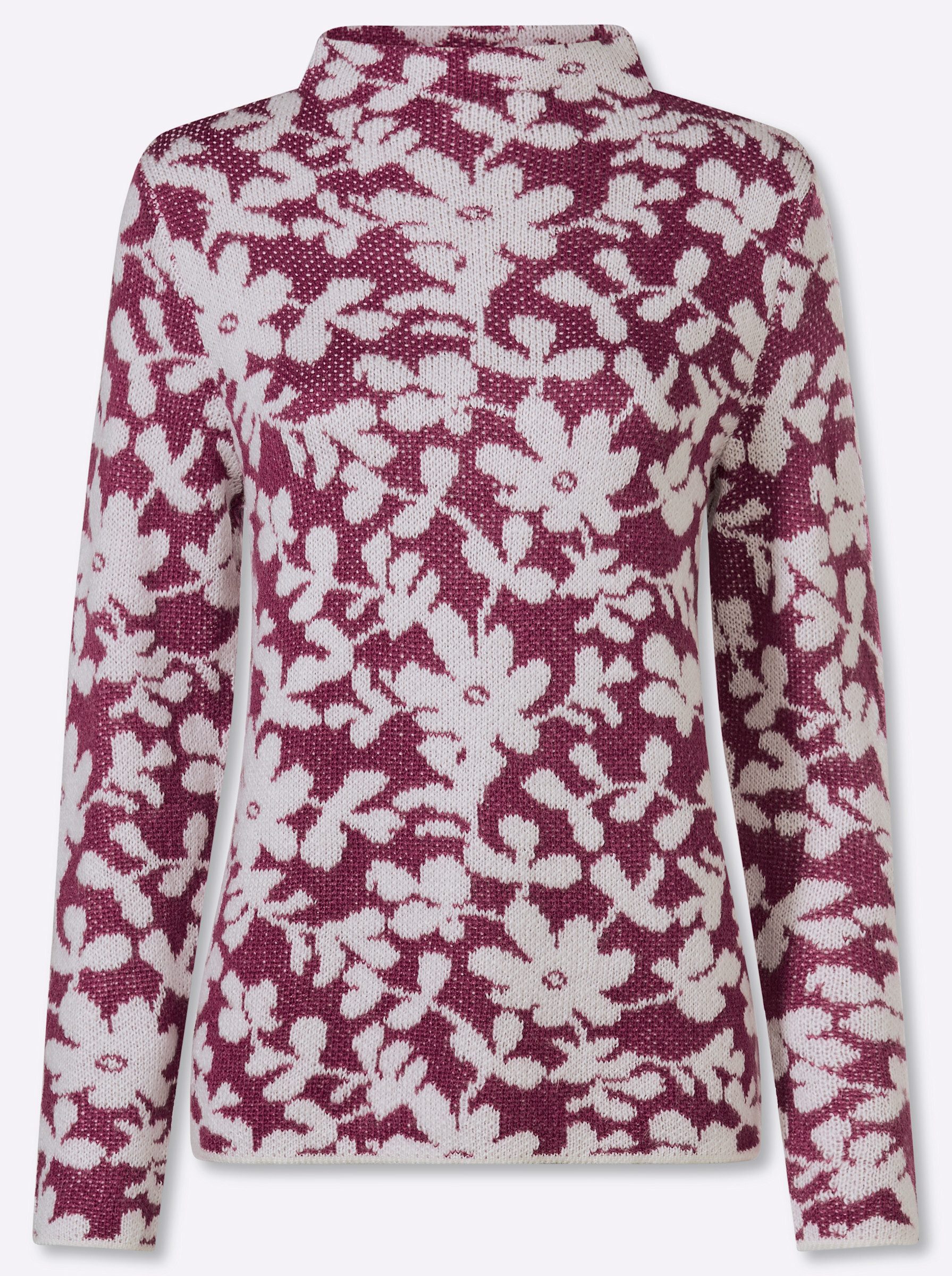 Strickpullover Jacquard-Pullover Langarm Jacquard