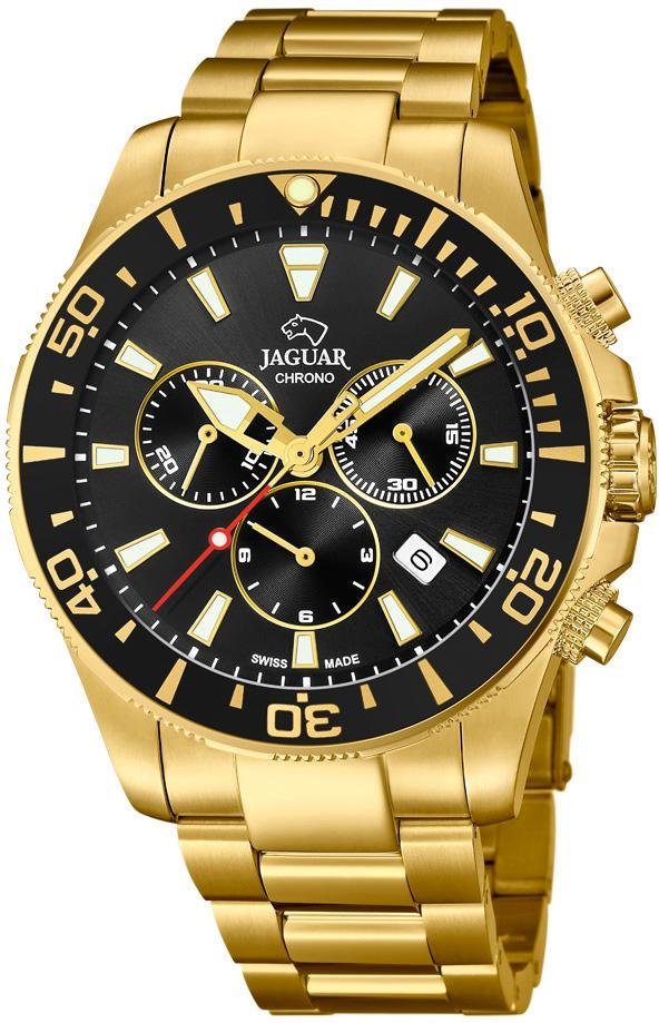Armbanduhr rund, groß Herren Edelstahl, Edelstahlarmband Uhr Chronograph J864/3 Sport 44mm), Herren Jaguar (ca. gold JAGUAR