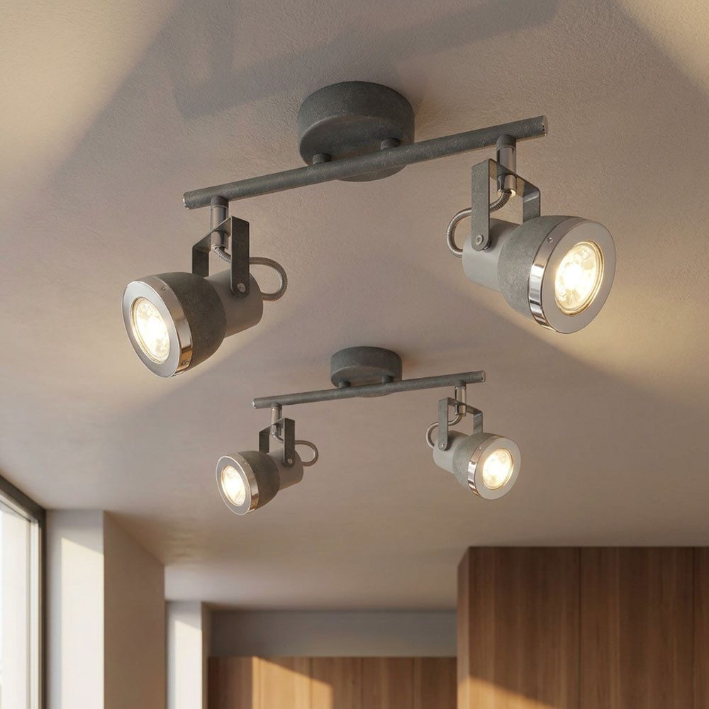 GLOBO LIGHTING Deckenspot, Leuchtmittel nicht inklusive, 2x Deckenleuchte Deckenlampe Wohnzimmerlampe beweglich steingrau