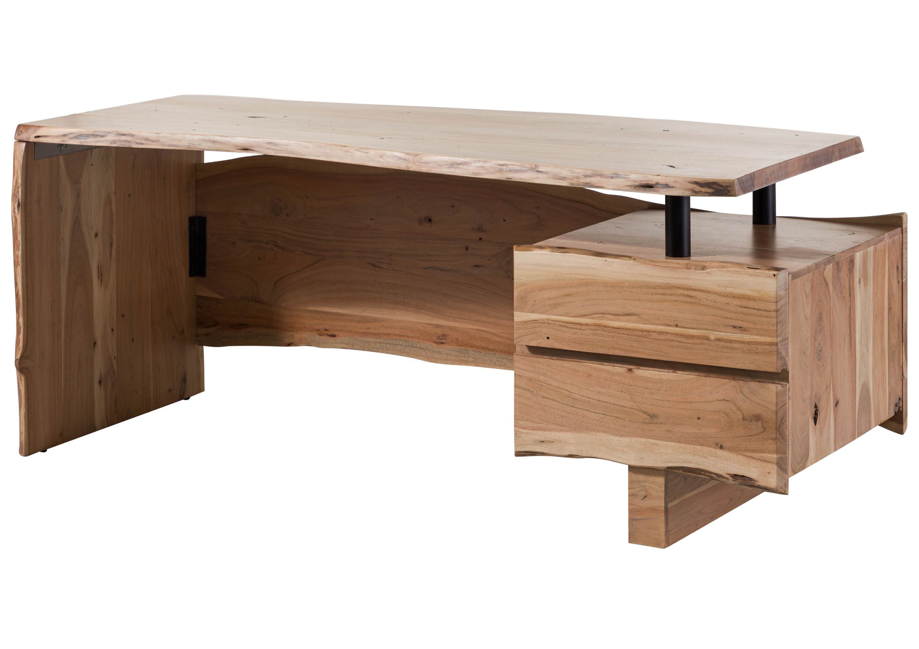 Massivmoebel24 Schreibtisch PURE ACACIA#152 (Massivholz, Massivholztisch), Schreibtisch Akazie 210x70x76 natur lackiert PURE ACACIA #152