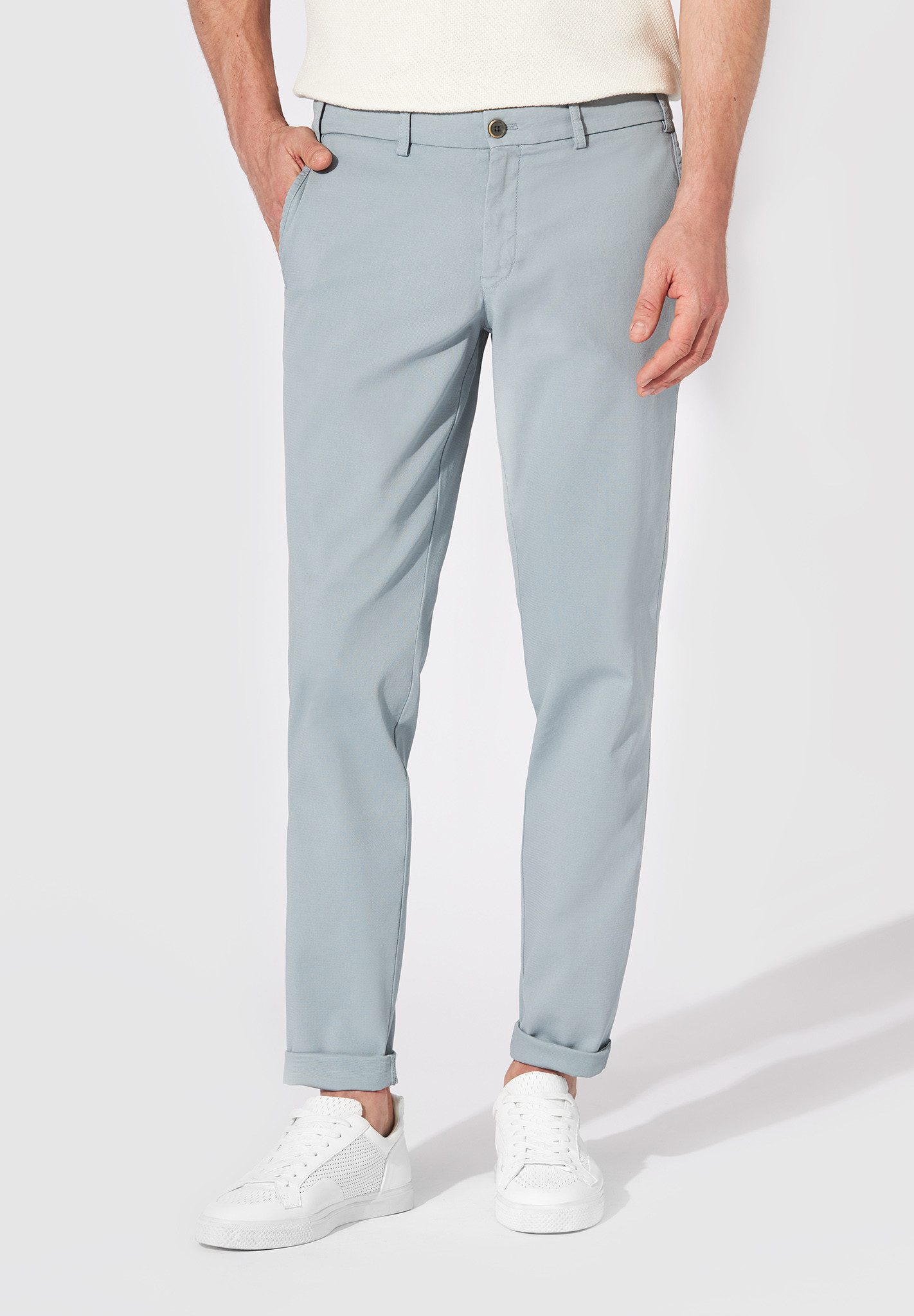 Hiltl Chinos Tamo Chino Hose Herren Slim Fit Stretch Baumwolle, hellblau, 54 Premium Baumwollhose, leichte Sommerhose, Chino für Büro und Freizeit