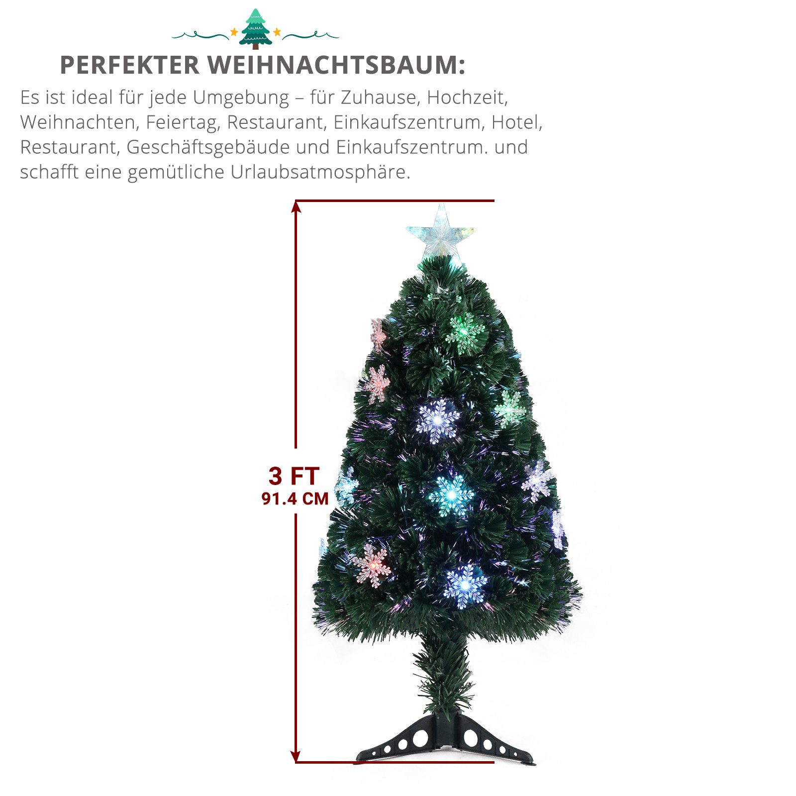 VINGLI Künstlicher Weihnachtsbaum mit 85/120/230 Zweigen & Optischer Faserb günstig online kaufen