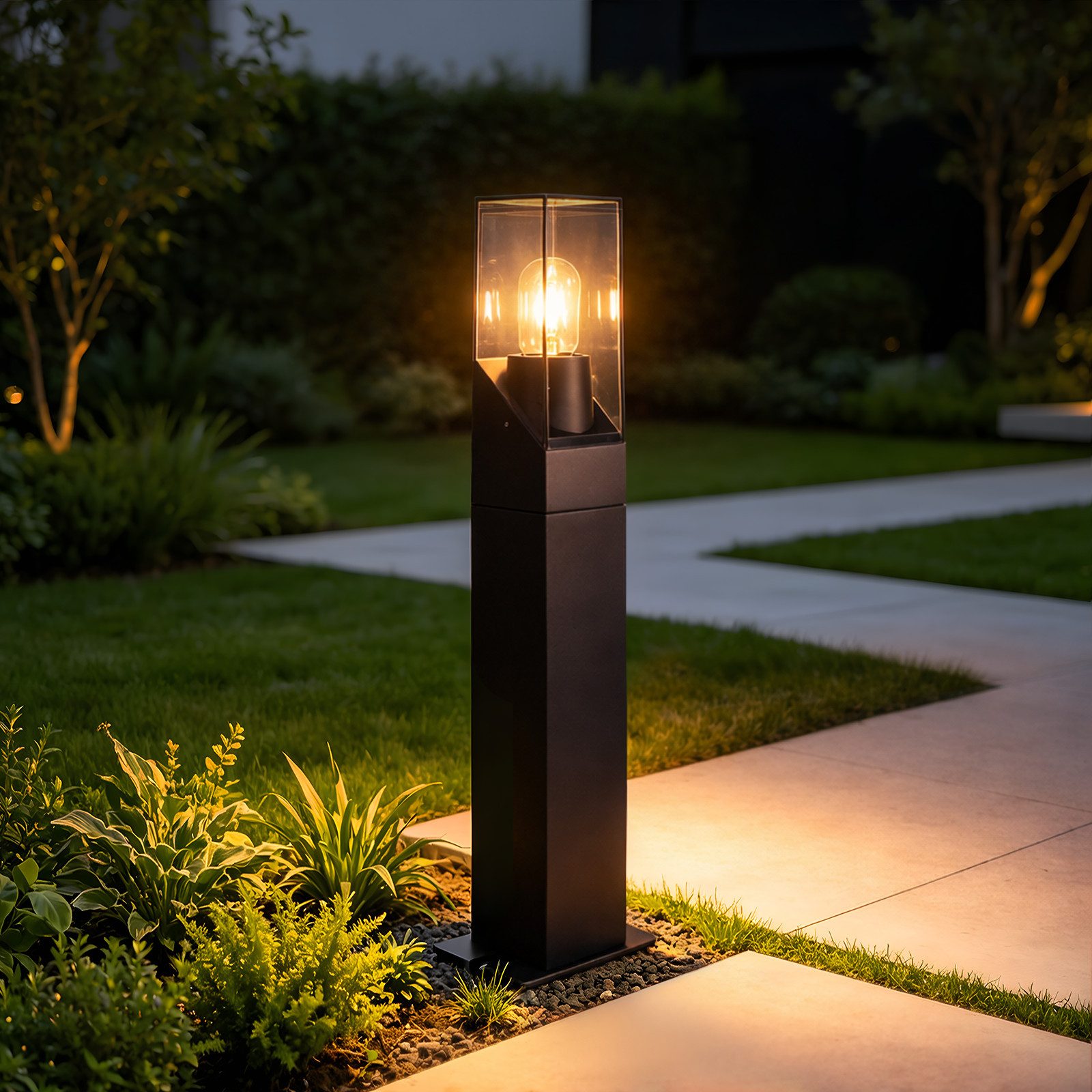 ZMH Pollerleuchte Außen Schwarz, 60 cm, E27, max. 40 W, Wegeleuchte/Gartenleuchte, Innenhofbeleuchtung, ohne Leuchtmittel, ohne Leuchtmittel, für Garten, Terrasse und Hof