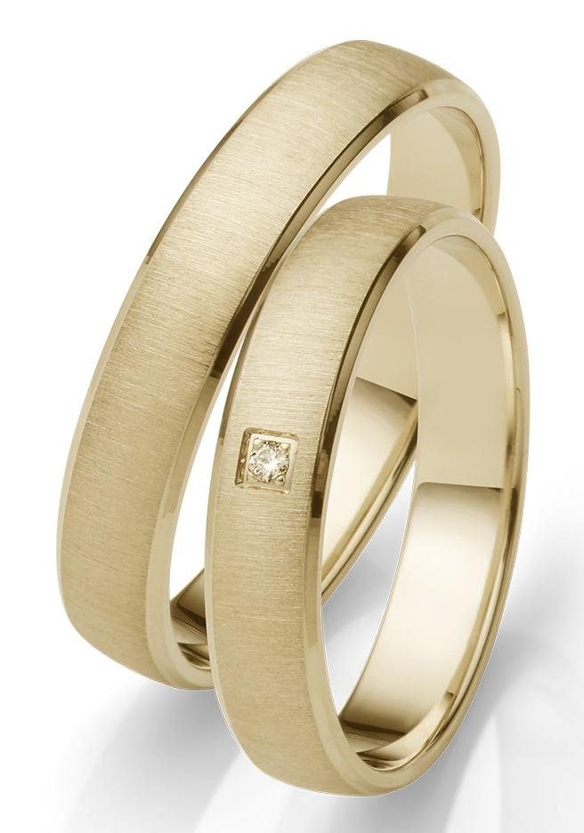 Firetti Trauring Schmuck Geschenk Gold 750 Hochzeit Ehering "LIEBE", Made  in Germany - mit o. ohne Brillant/Diamant, Quergebürsteter Trauring, als  ideales Zeichen der Liebe