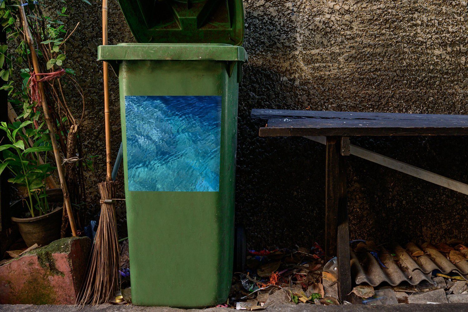 MuchoWow Wandsticker Meer - Golf Mülleimer-aufkleber, Wasser Sticker, - (1 Mülltonne, Container, St), Abfalbehälter