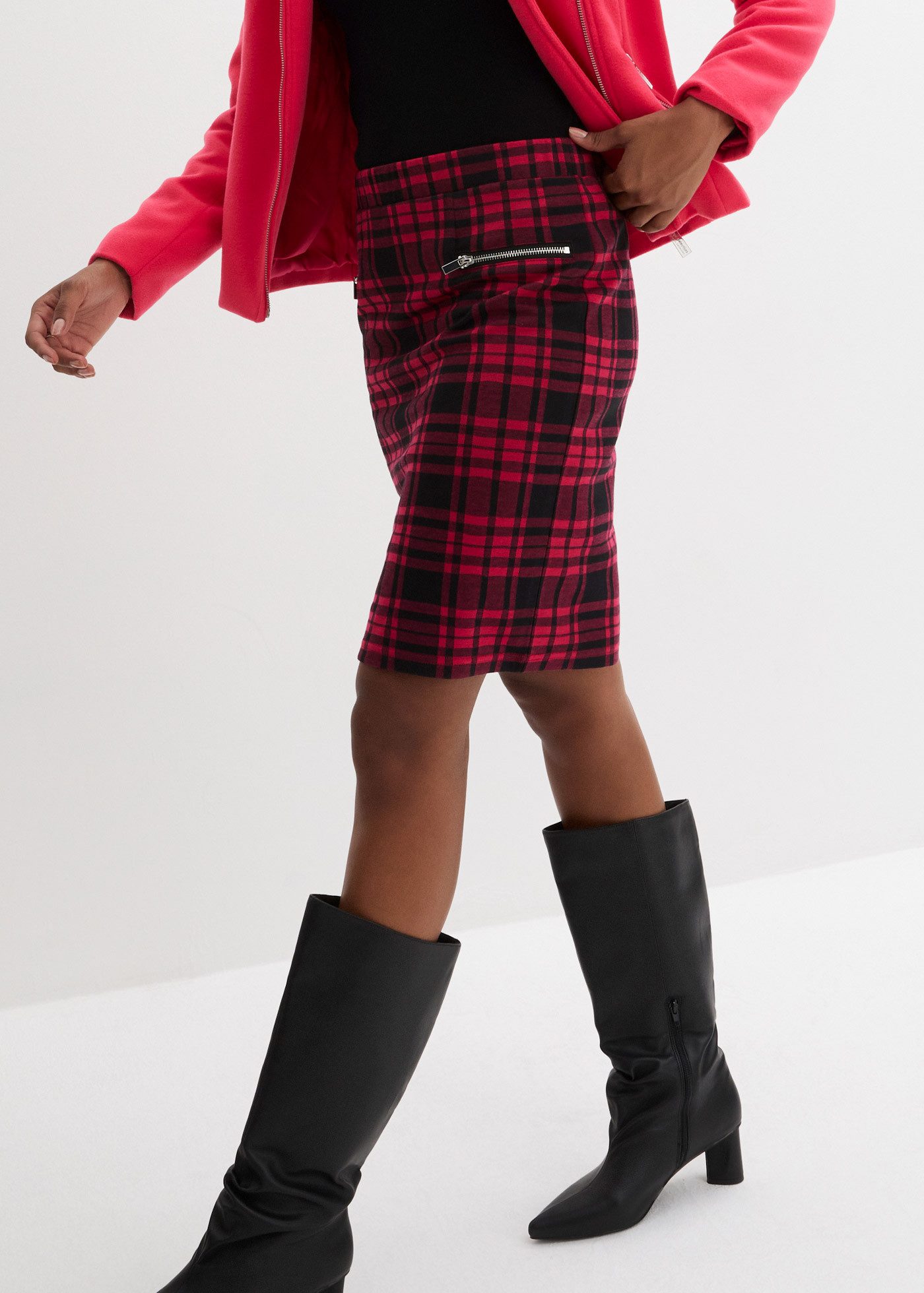 bonprix Jerseyrock aus Polyester, Viskose und Elasthan, Minirock-Länge, mit Gummizug