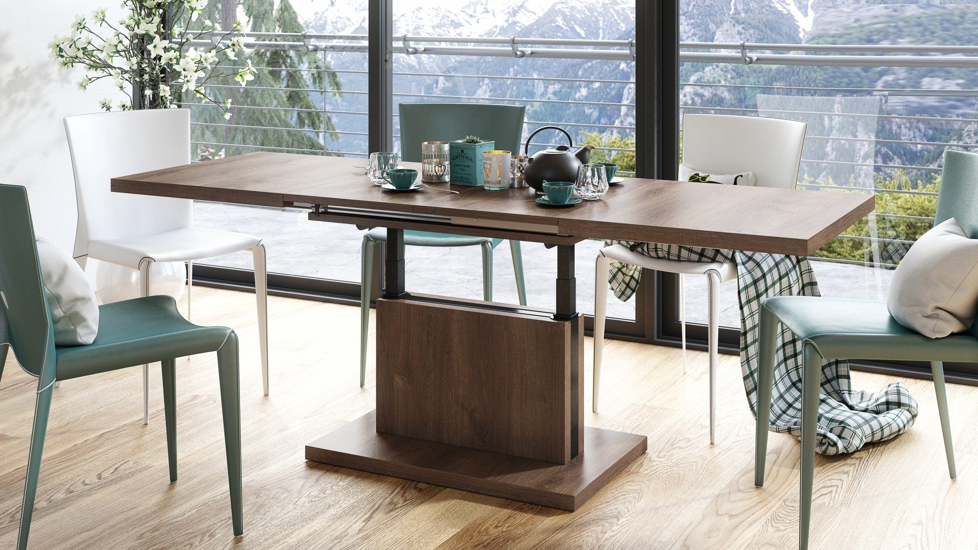 Mazzoni Couchtisch Aston Eiche dunkel stufenlos günstig online kaufen
