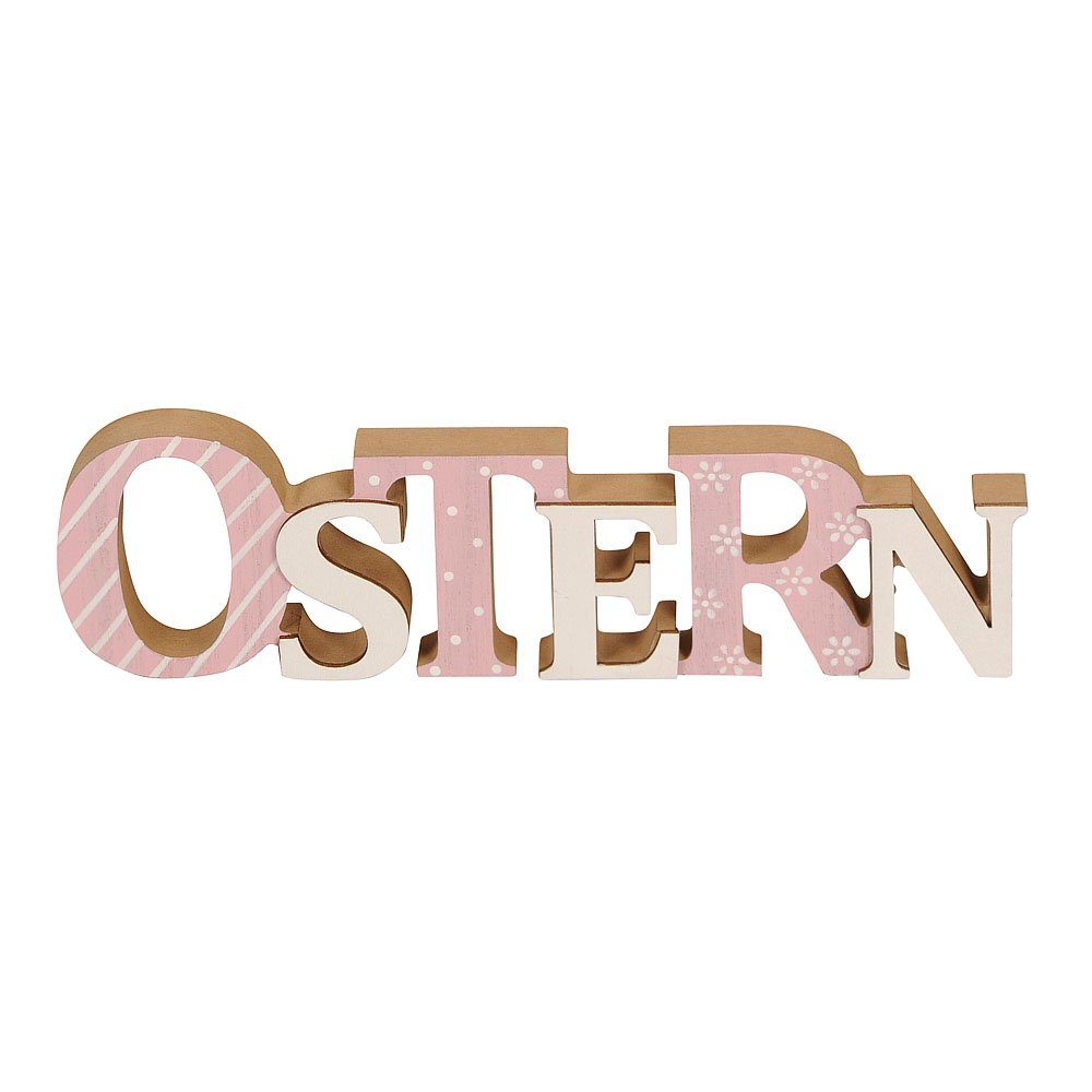 L2 Deko-Schriftzug Posiwio weiß Holz Buchstaben aus Schriftzug rosa OSTERN