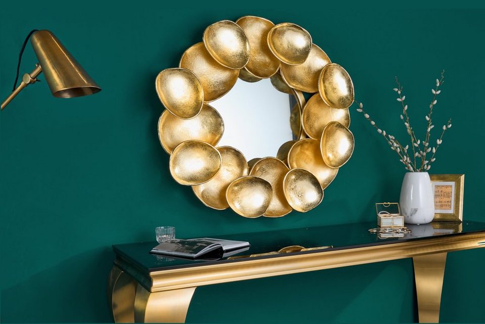 riess-ambiente Wandspiegel VARIATION L 73cm gold (Einzelartikel, 1-St),  Flur · Metall · Rahmen · rund · Handarbeit · Schlafzimmer · Design