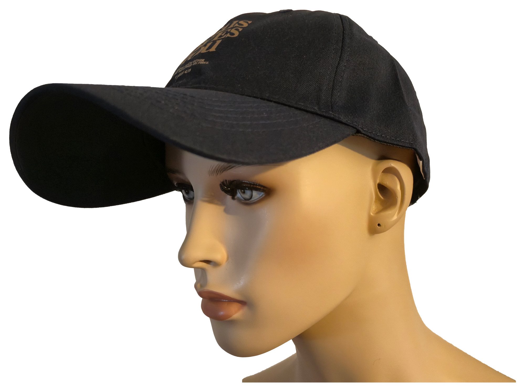 Einkaufszauber Schirmmütze Baseball Cap Schirmmütze "Jesus loves you" Blau - besonders großer Schirm bietet guten Sonnenschutz
