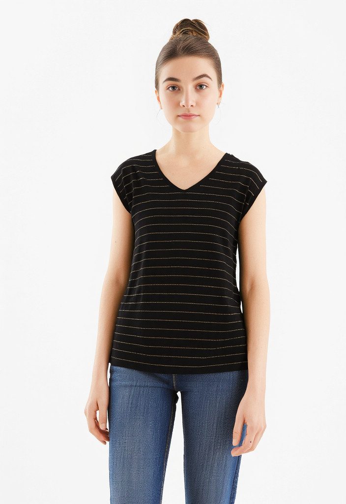 pieces T-Shirt PC BILLO mit Glitzerstreifen günstig online kaufen