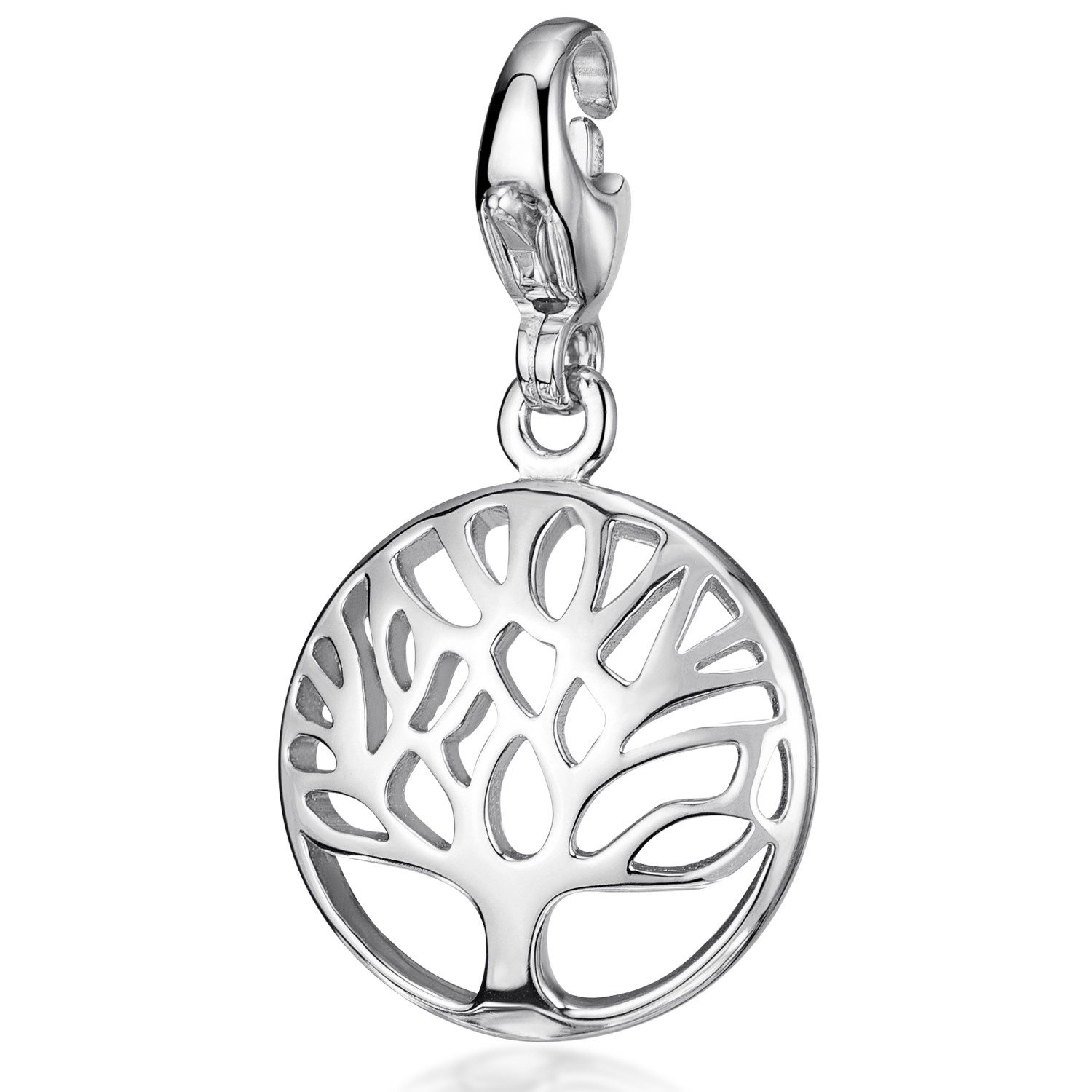 Materia Charm-Einhänger Silber Baum / Lebensbaum Ø12mm C43, 925 Sterling Silber, rhodiniert