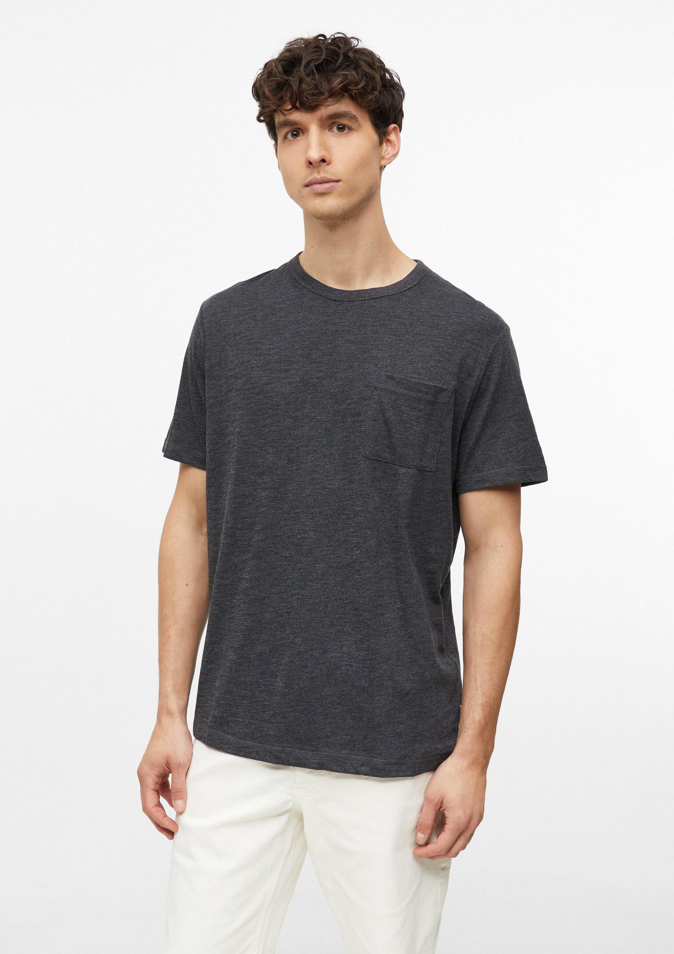 s.Oliver Kurzarmshirt T-Shirt Meliertes T-Shirt aus Baumwollmix mit Brusttasche