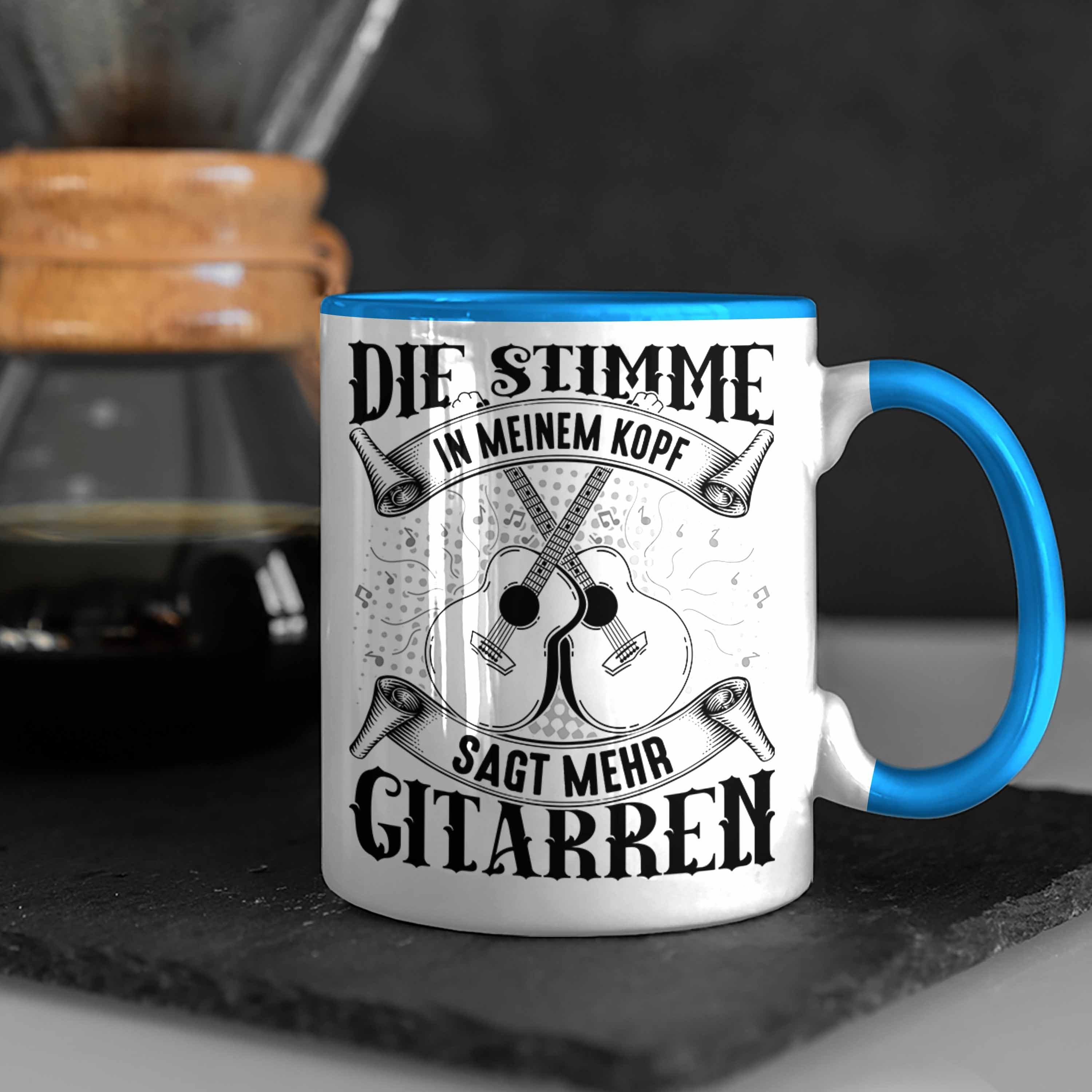Geschenkidee Tasse Blau Gitarrenspieler Gitarre Geschenk Trendation Kaffee-Bech Spruch Tasse