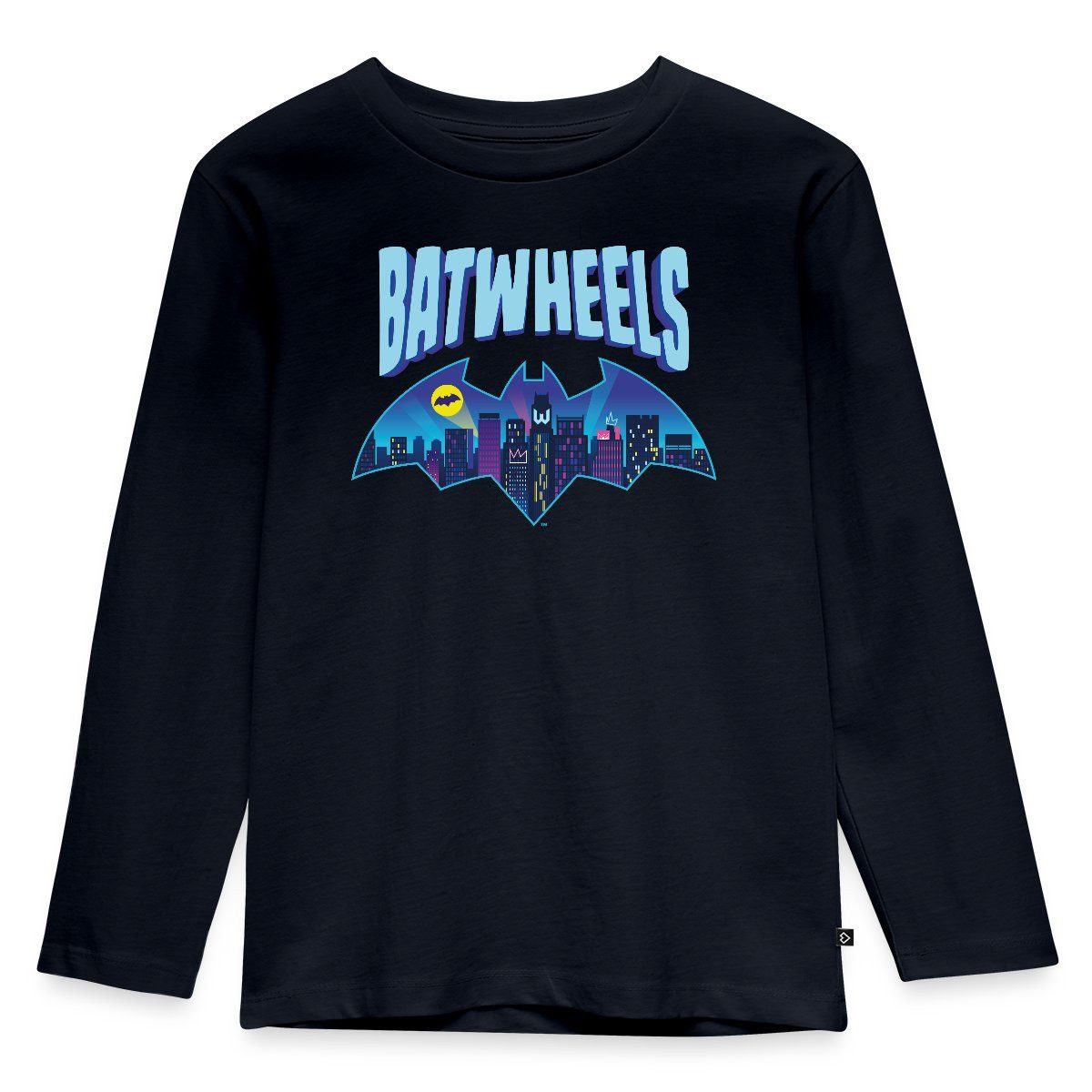 T-Shirt Batwheels Batman-Symbol Mit Skyline Von Gotham Kinder Premium Langarms