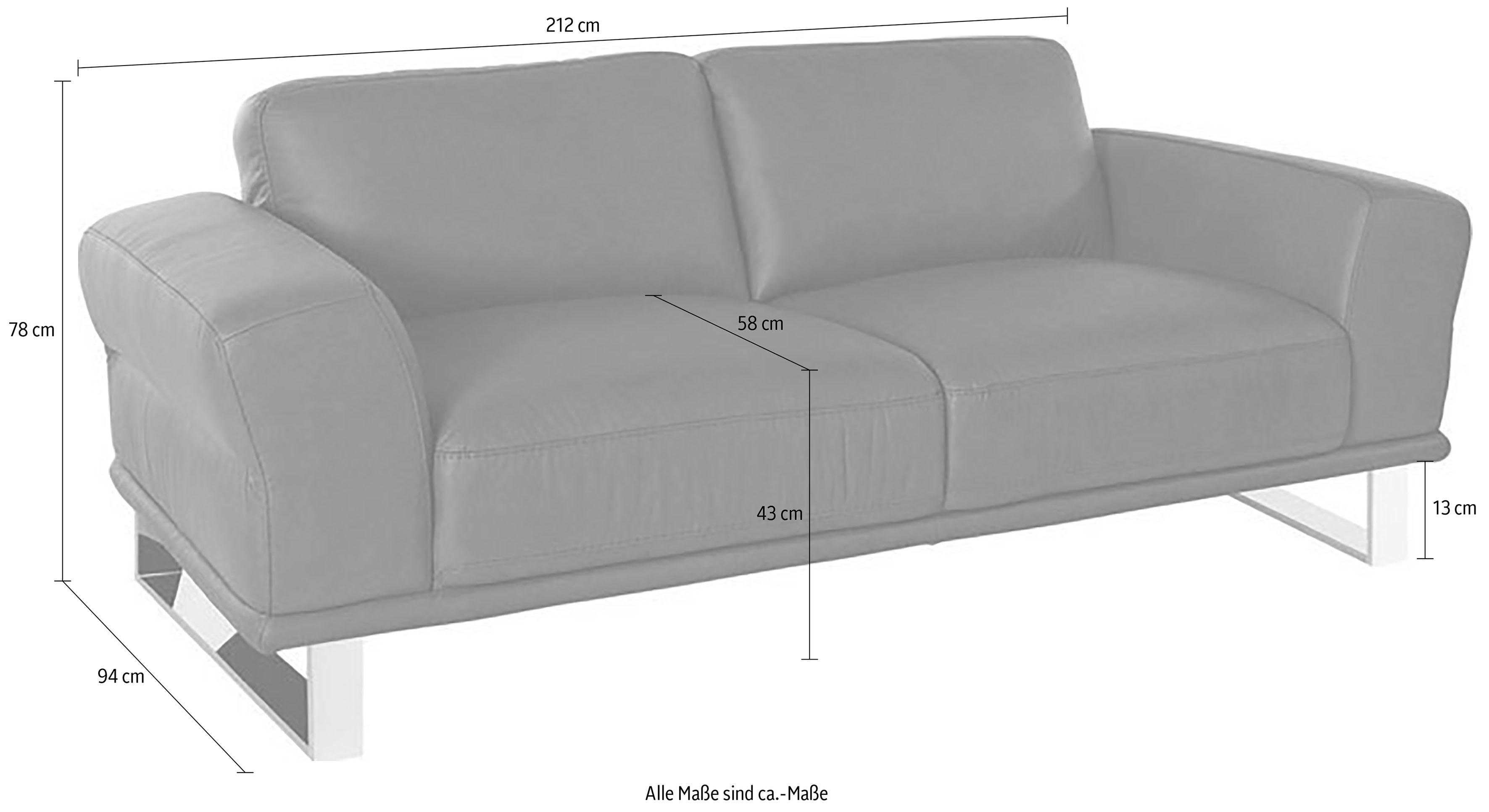 cm montanaa, Breite 212 Chrom W.SCHILLIG glänzend, mit Metallkufen 2,5-Sitzer in