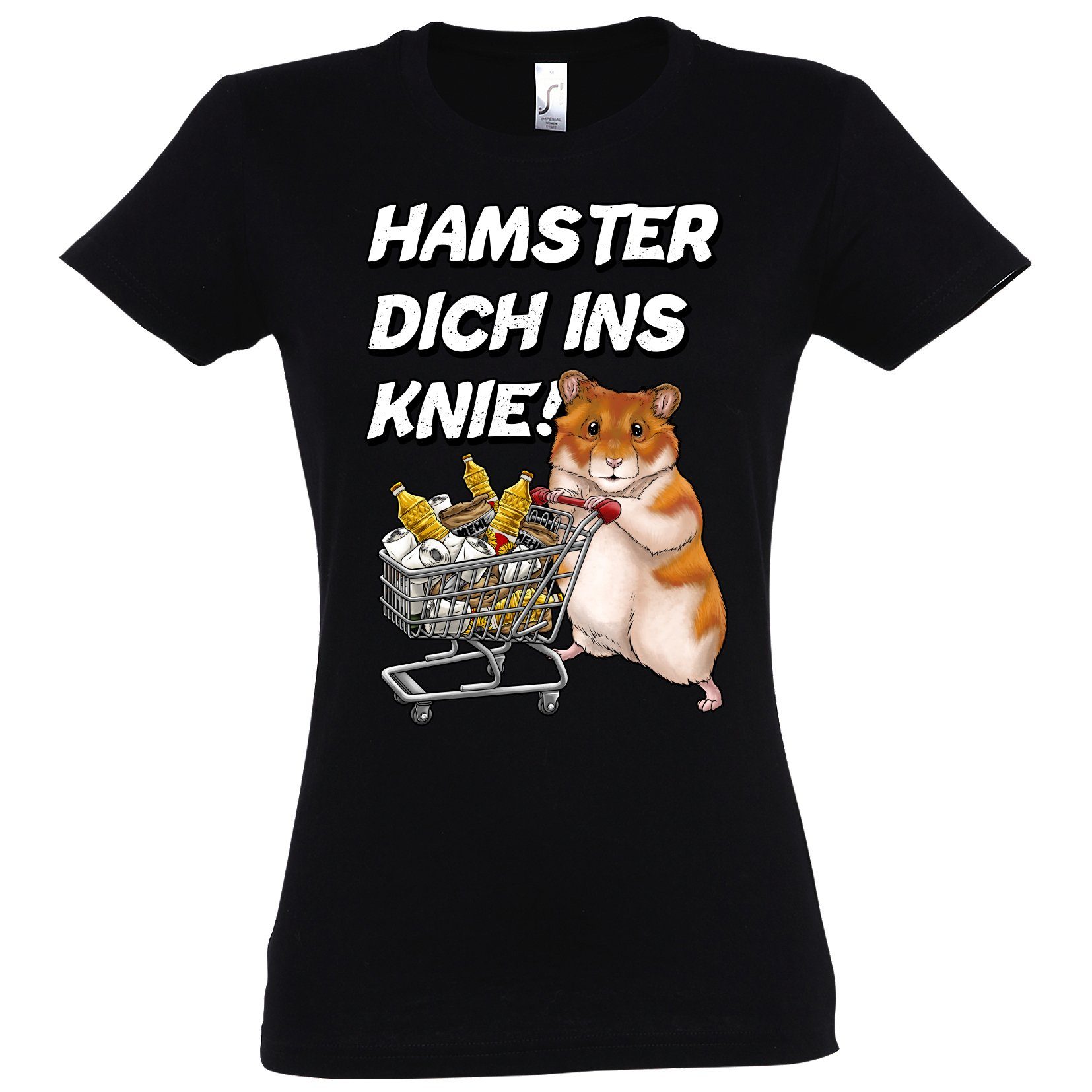 Print-Shirt HAMSTER DICH INS KNIE Logo Damen T-Shirt