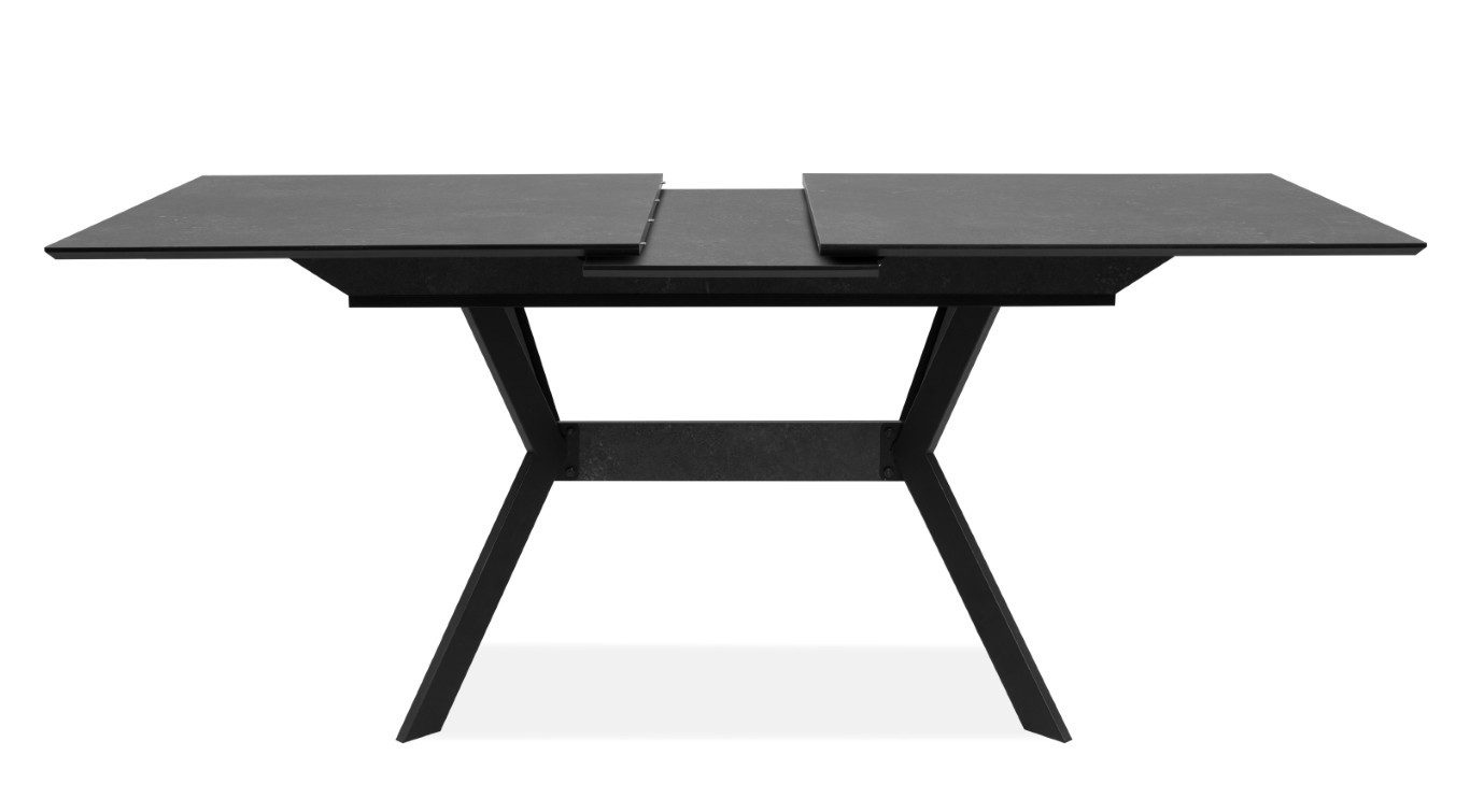 Finori Esstisch Esstisch Haro, Ausziehtisch, 160(200)x90, Stein dunkel / schwarz (No-Set), cm