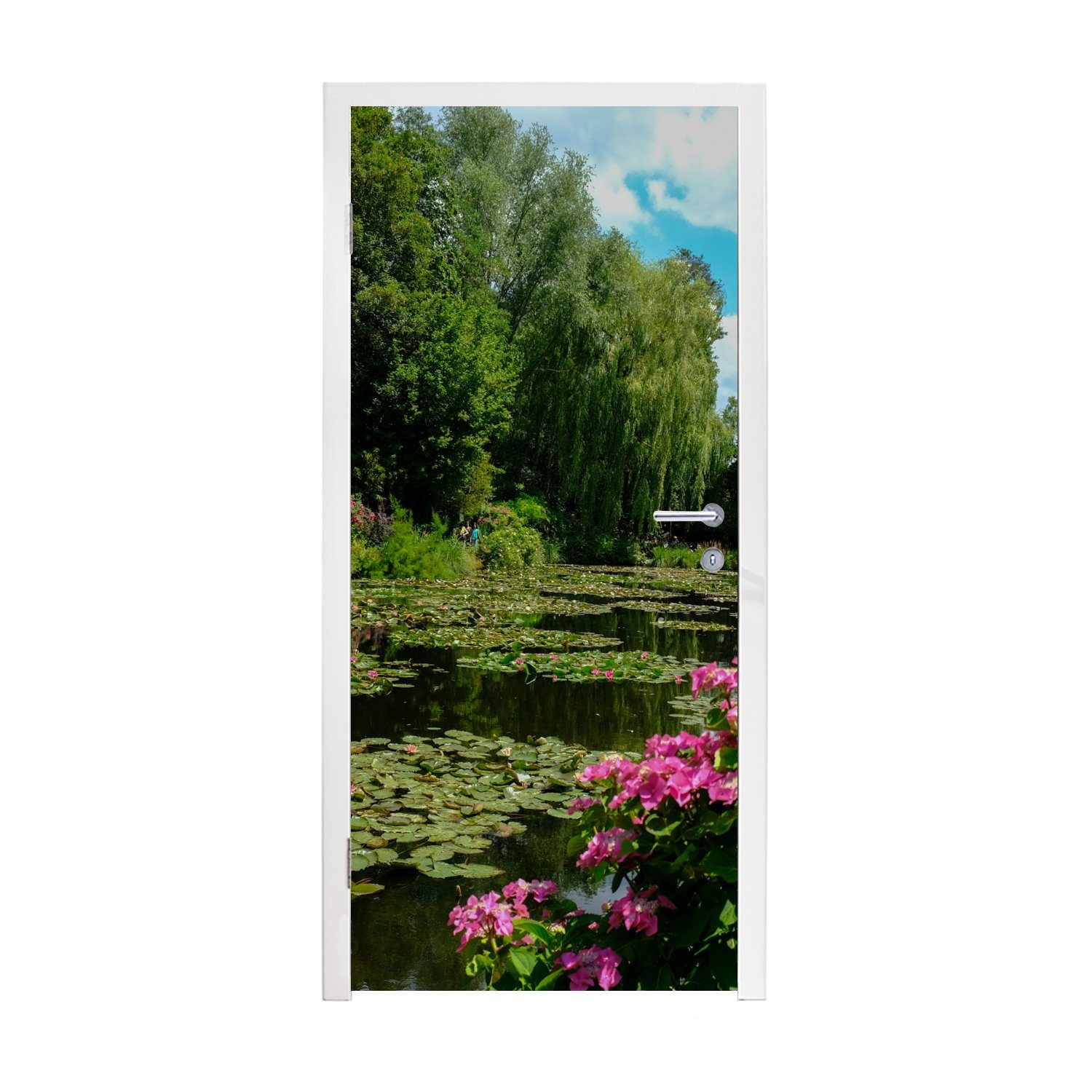 MuchoWow Türtapete Sommertag St), mit Matt, Frankreich, von Monet in Garten im Fototapete 75x205 Türaufkleber, (1 cm Seerosen für Tür, bedruckt