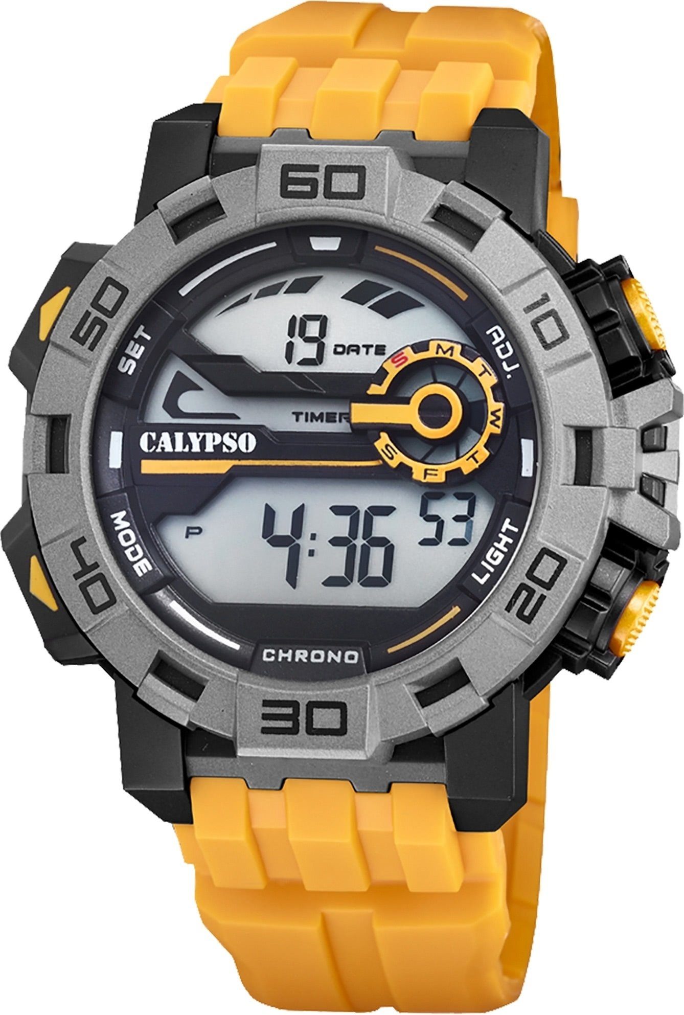 CALYPSO WATCHES Digitaluhr Calypso Herren Uhr Digital Outdoor, (Digitaluhr),  Herrenuhr rund, extra groß (ca. 52mm) Kunststoffarmband, Outdoor-Style