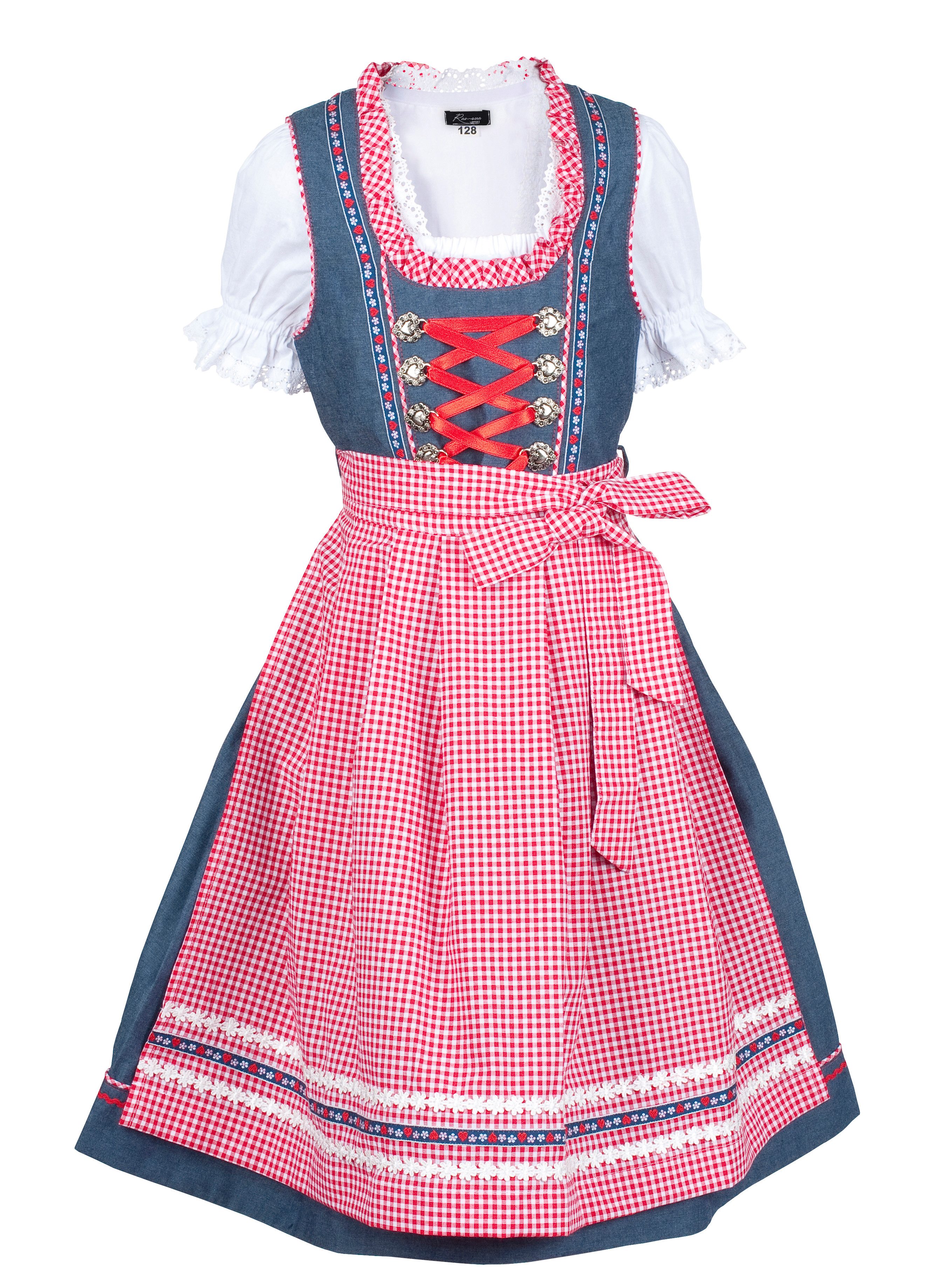 Dirndl Naomi Kinderdirndl Jeans Trachtenkleid für Mädchen