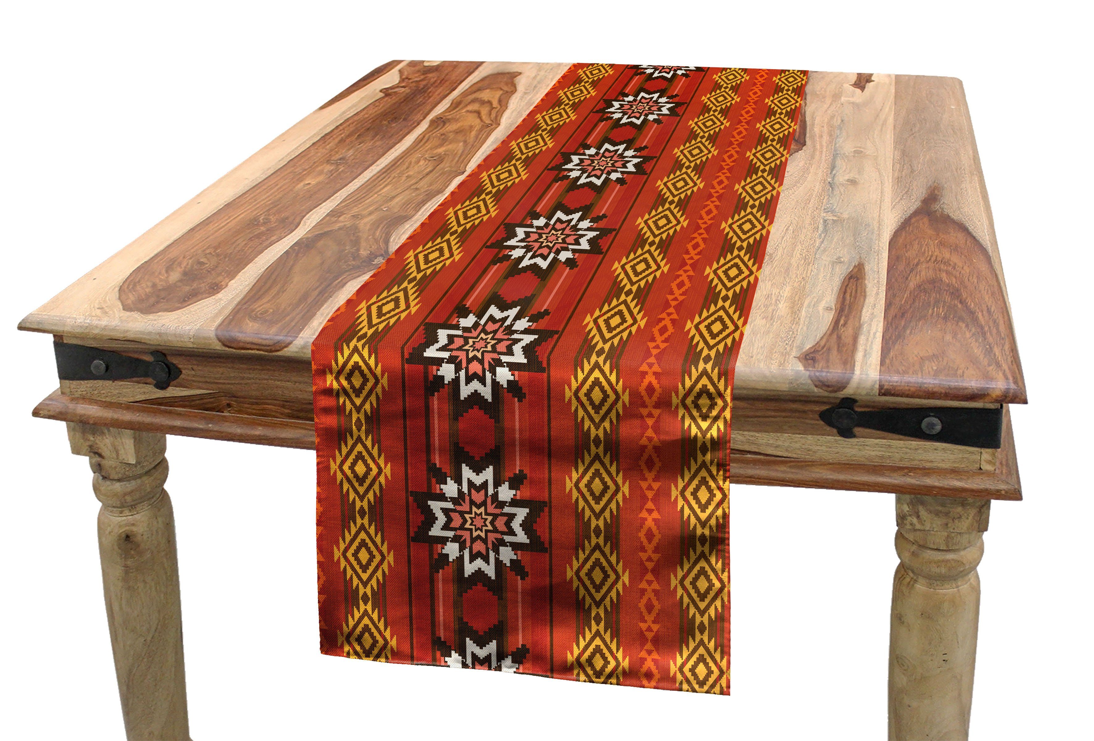 Abakuhaus Tischläufer Esszimmer Küche Rechteckiger Dekorativer traditionelle Orange Motiv Tischläufer