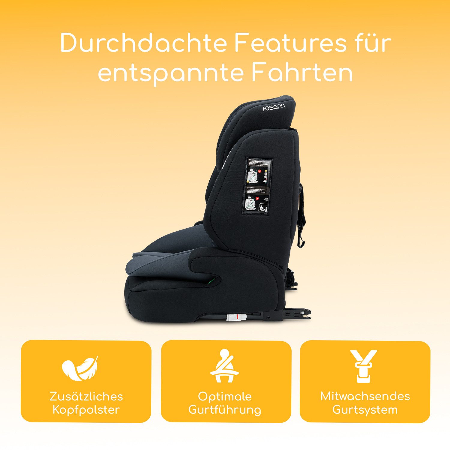 Osann Autokindersitz Jazzi Isofix, ab: 15 Monate, bis: 12 Jahre, ab: 76 cm, bis: 150 cm, sicher & bequem für Kinder von 76 bis 150 cm, Kindersitz mit Isofix
