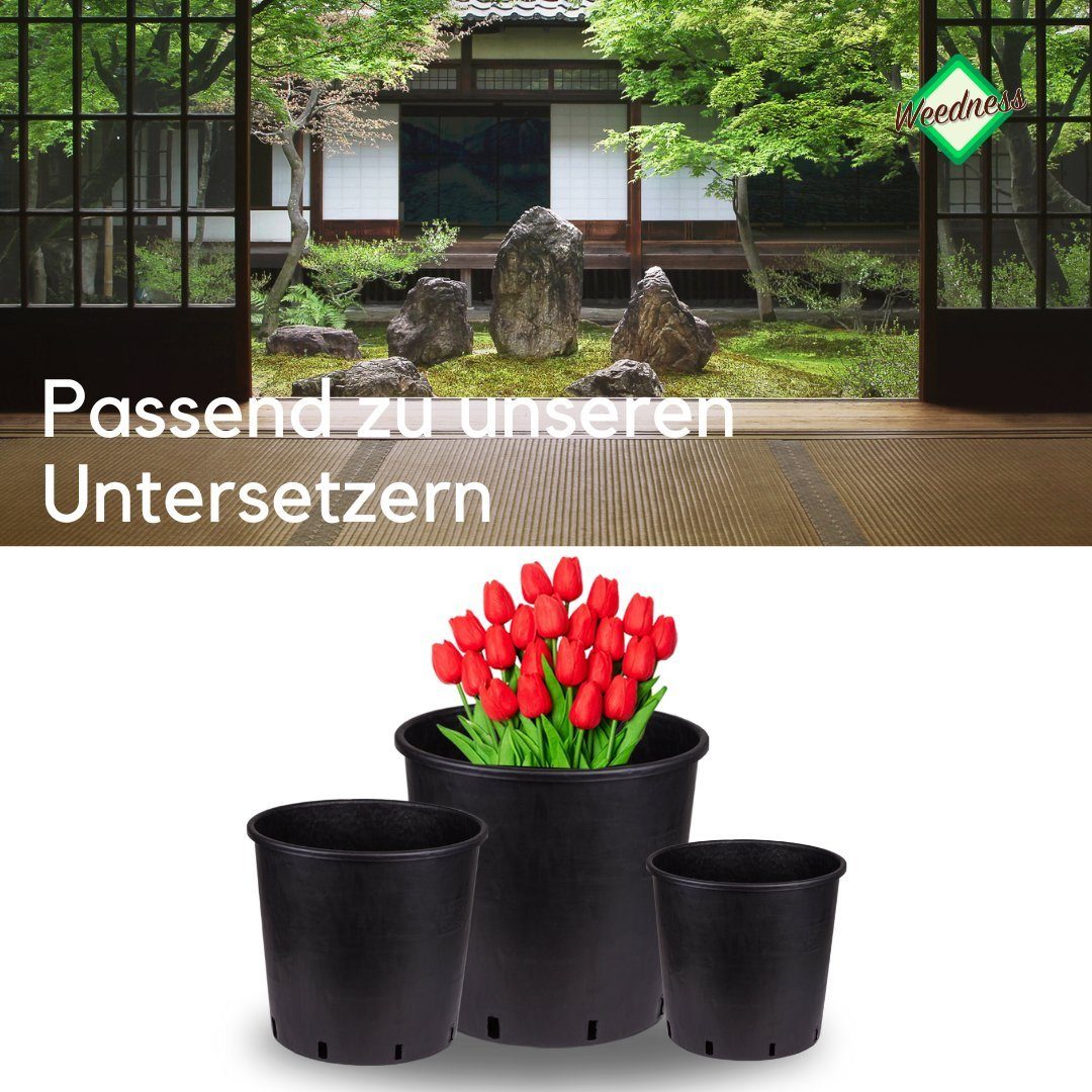 Weedness Blumentopf Rund Blumentopf Kunststoff Pflanzkübel Innen Schwarz für Außen &