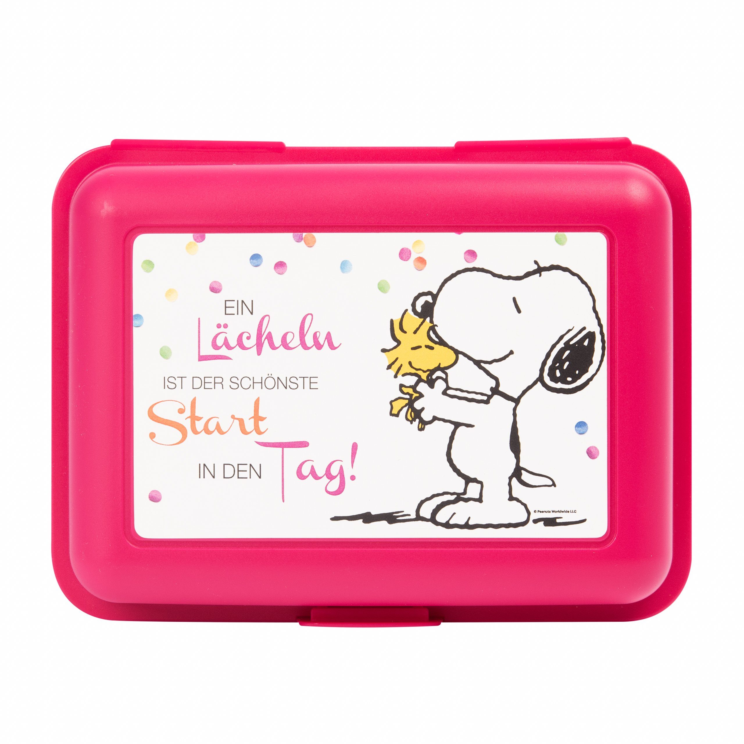 Labels® Brotdose Kunststoff Tag - den Start Snoopy Lächeln Ein schönste Lunchbox der ist (PP) United in Pink,